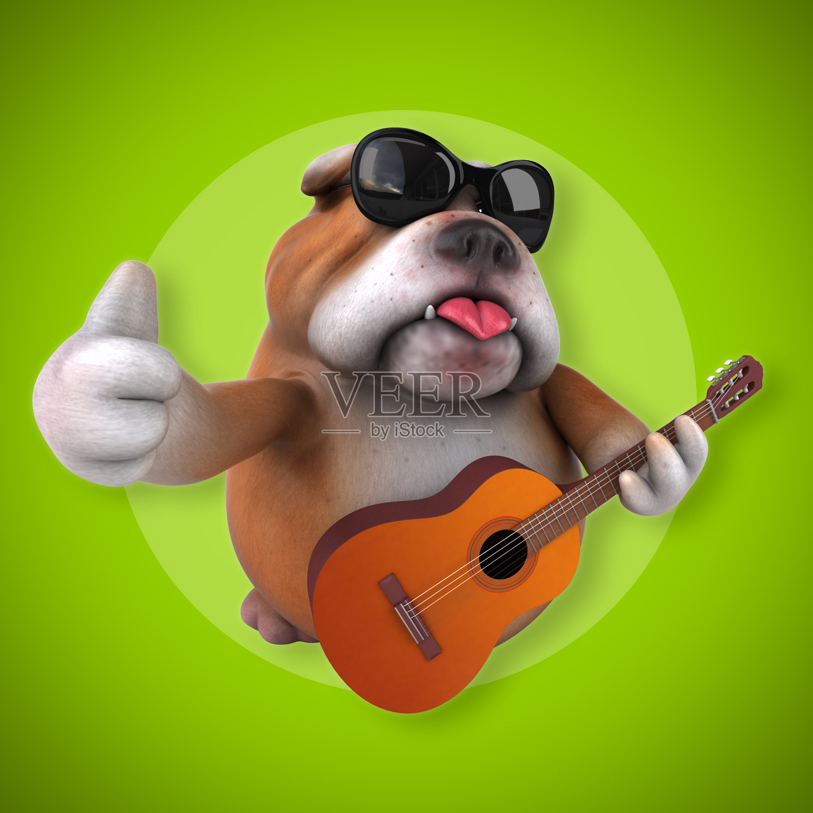 有趣的斗牛犬- 3D插图照片摄影图片