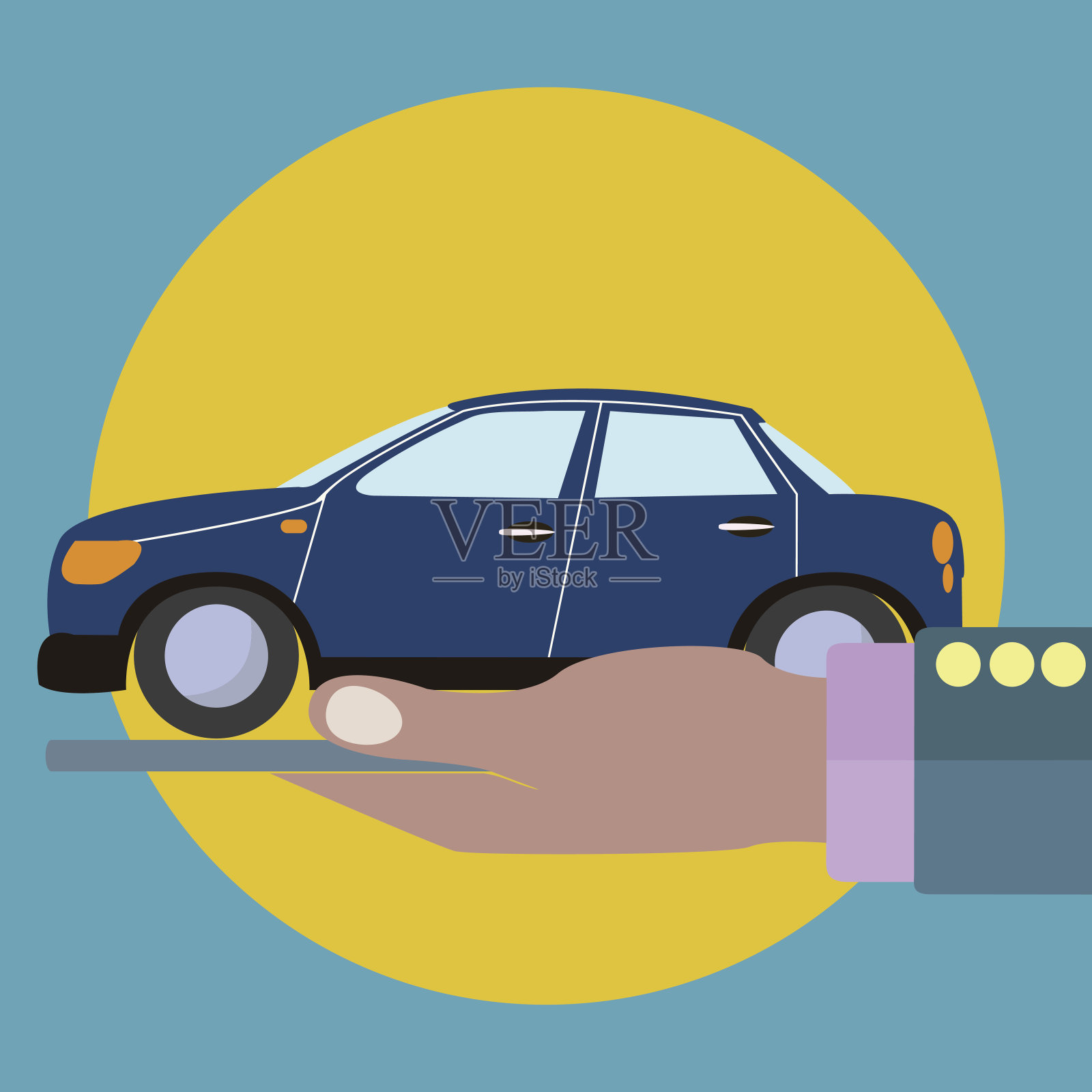 34、车在掌心，财产险在矢量概念插画图片素材