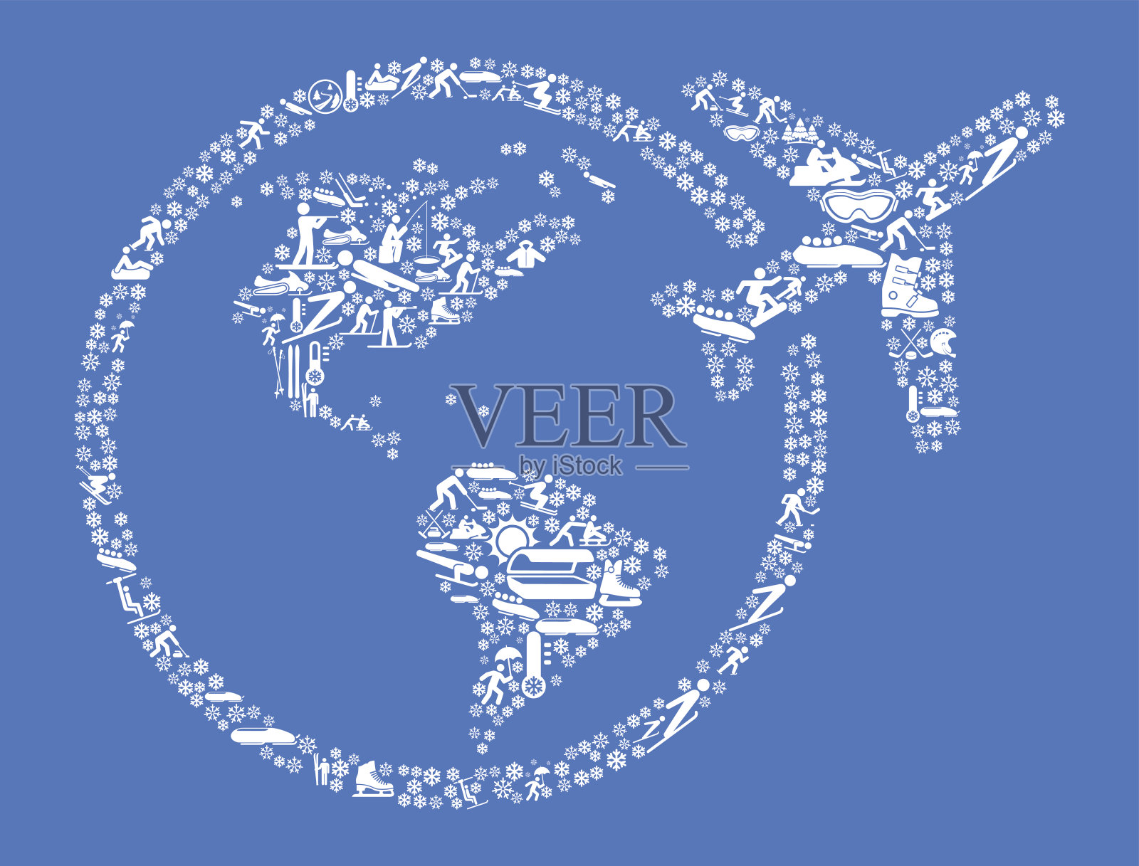 旅行世界冬季运动乐趣插画图片素材