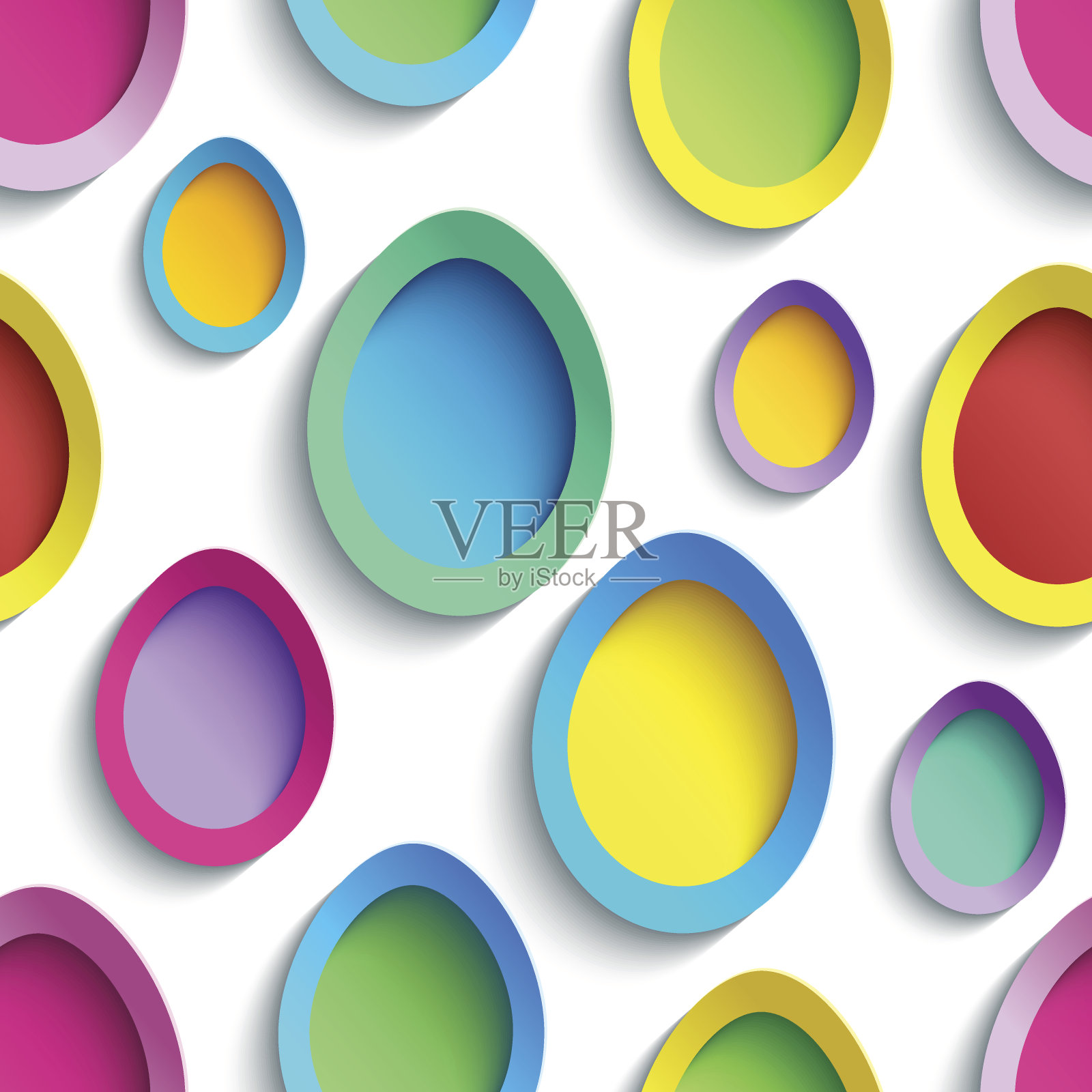 时尚的彩色无缝图案与复活节彩蛋插画图片素材