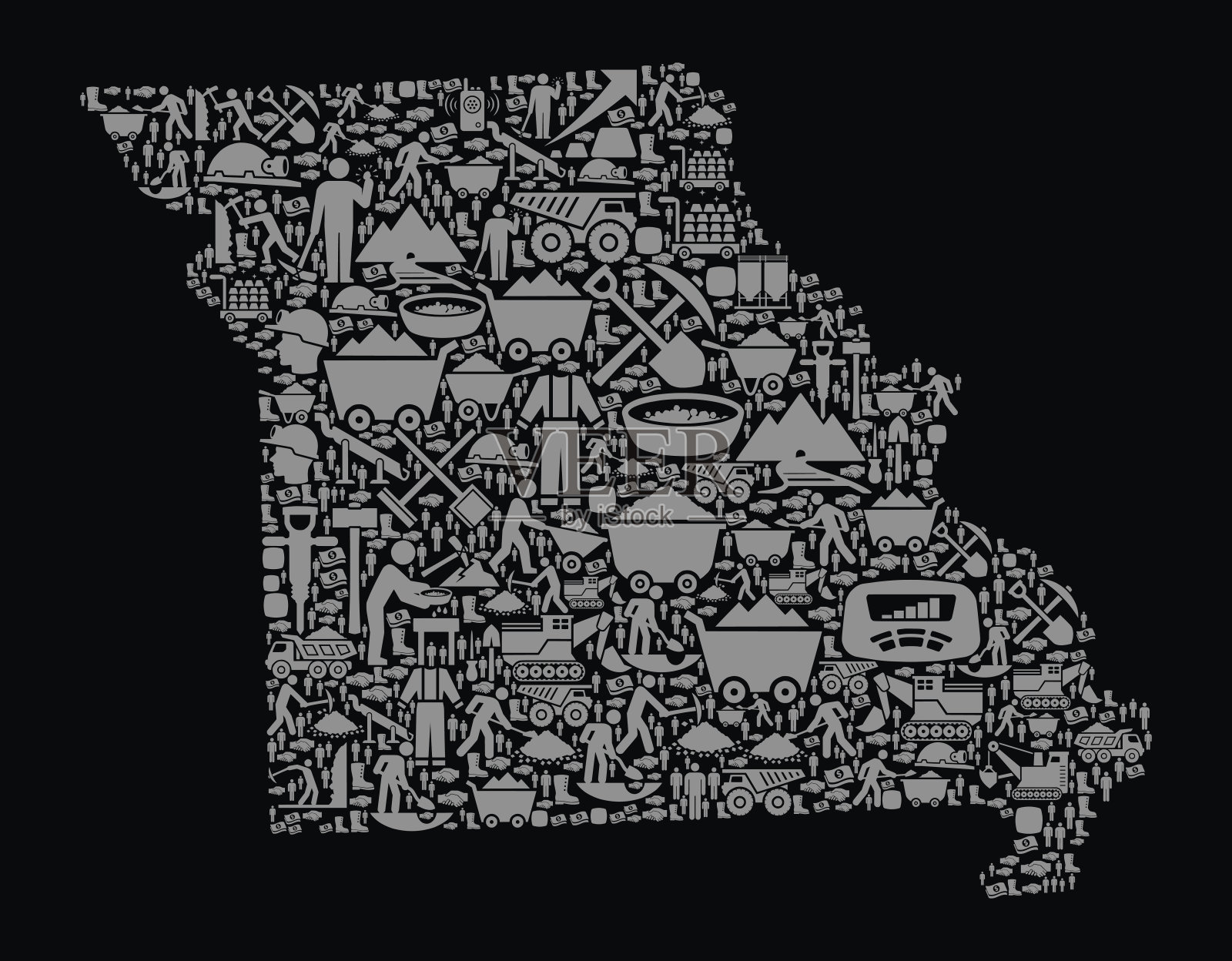 密苏里矿业矢量图插画图片素材