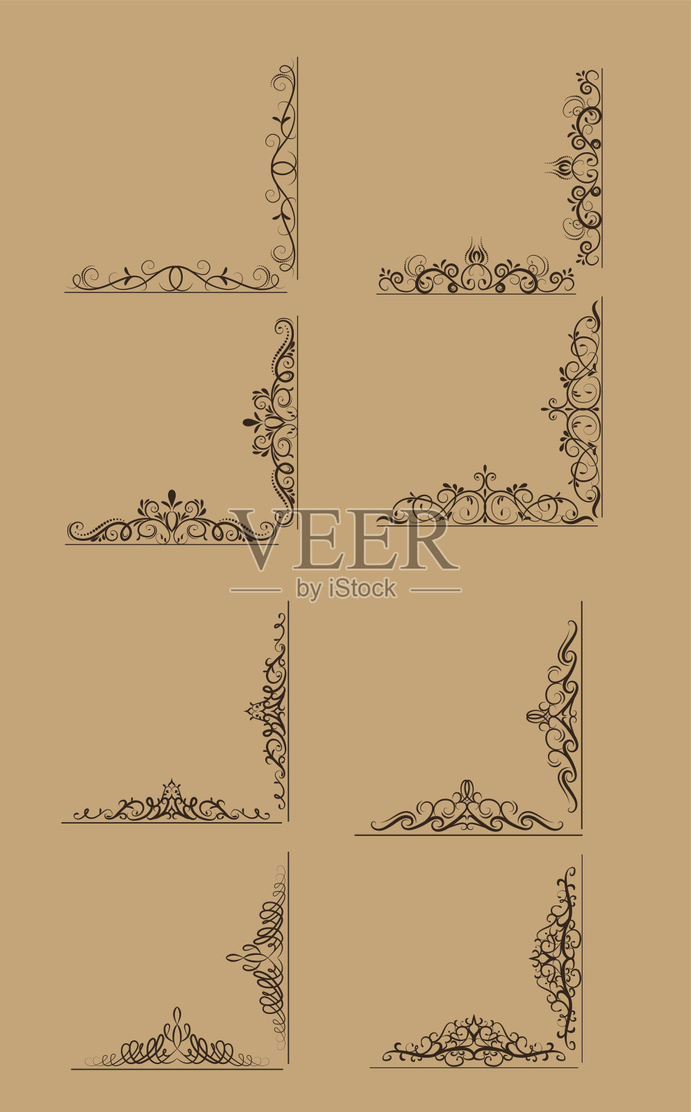 漩涡花套装插画图片素材