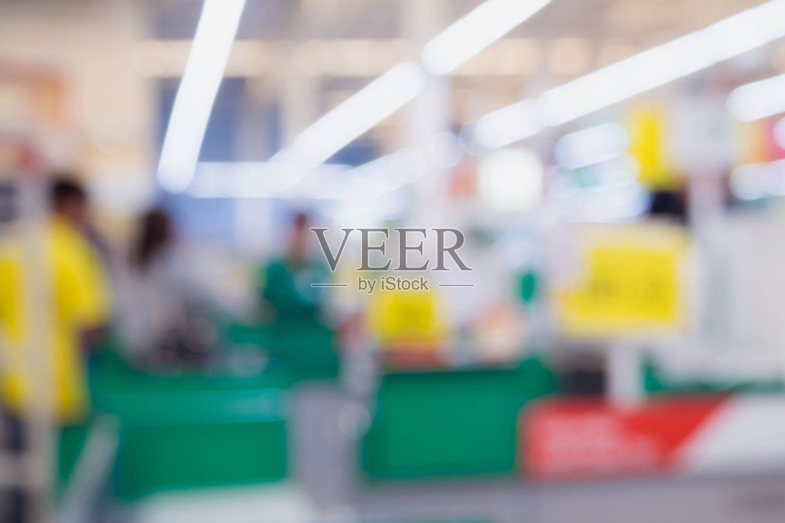 模糊超市的收银台照片摄影图片