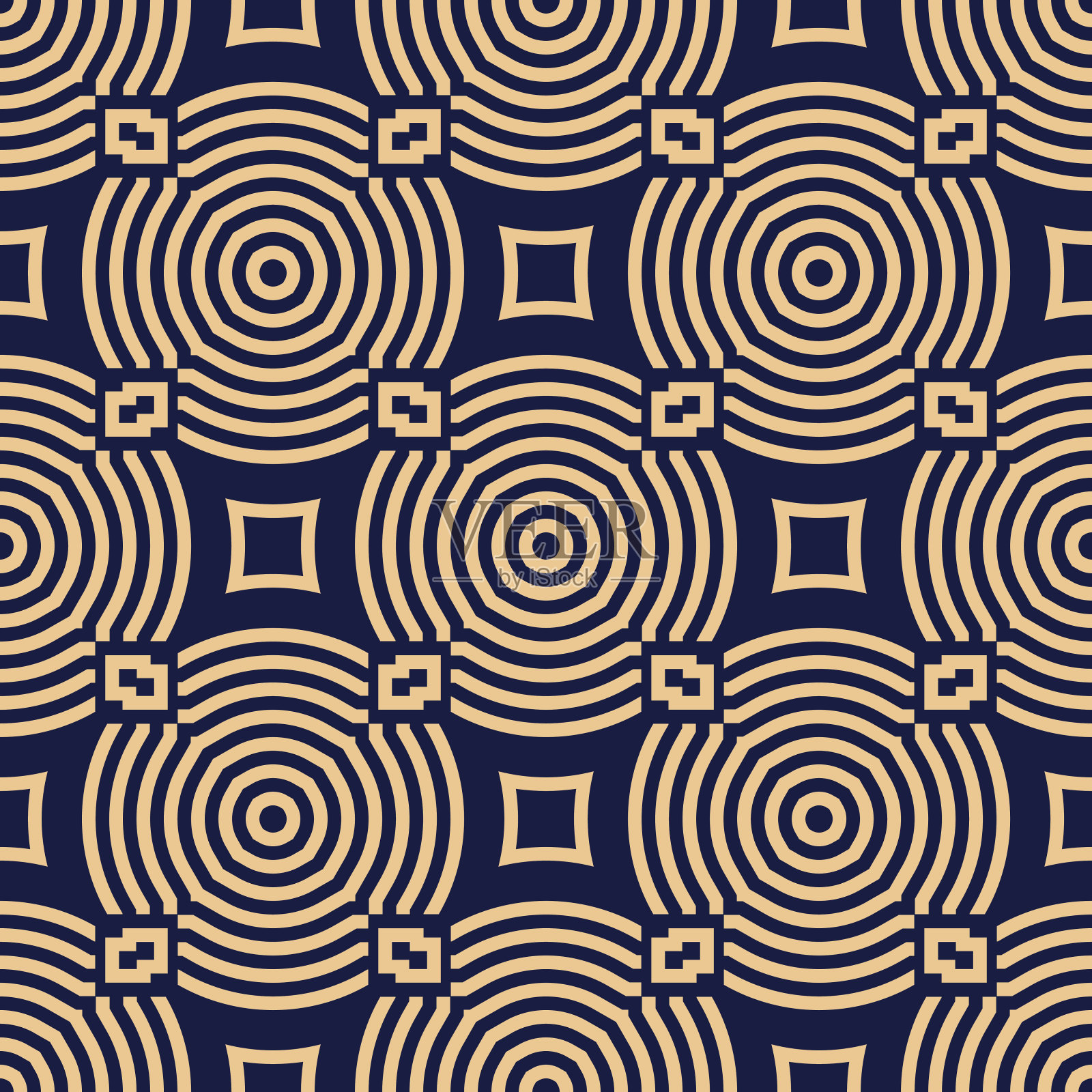 几何金蓝色无缝图案插画图片素材