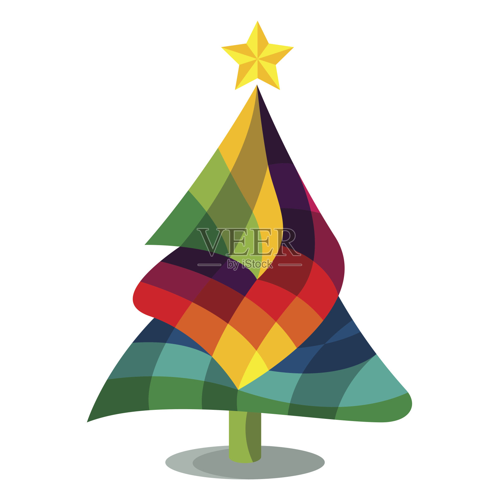 五彩缤纷的圣诞树插画图片素材
