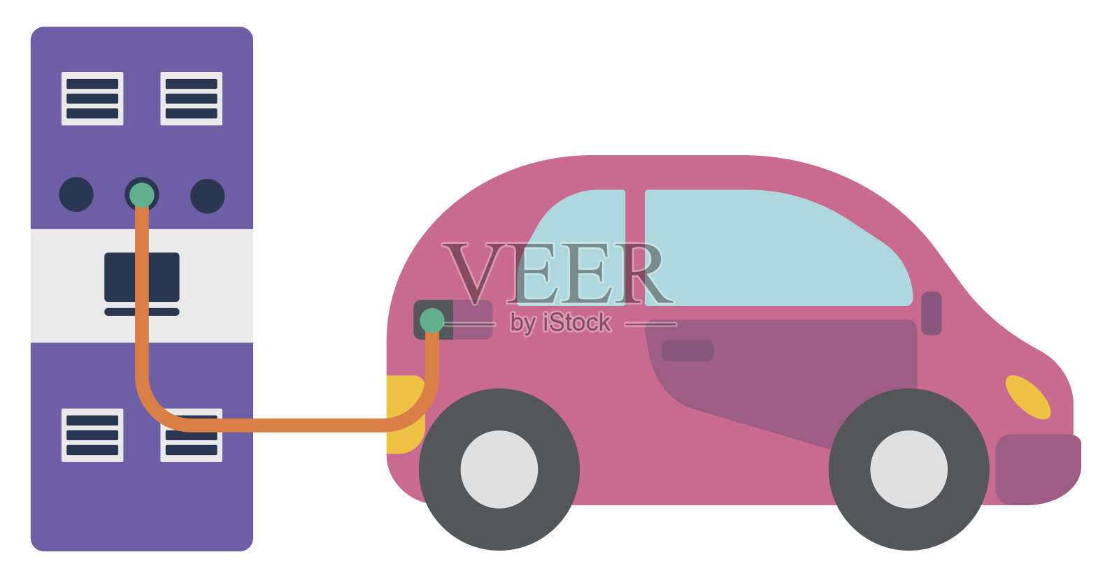 在加油站加油的汽车插画图片素材