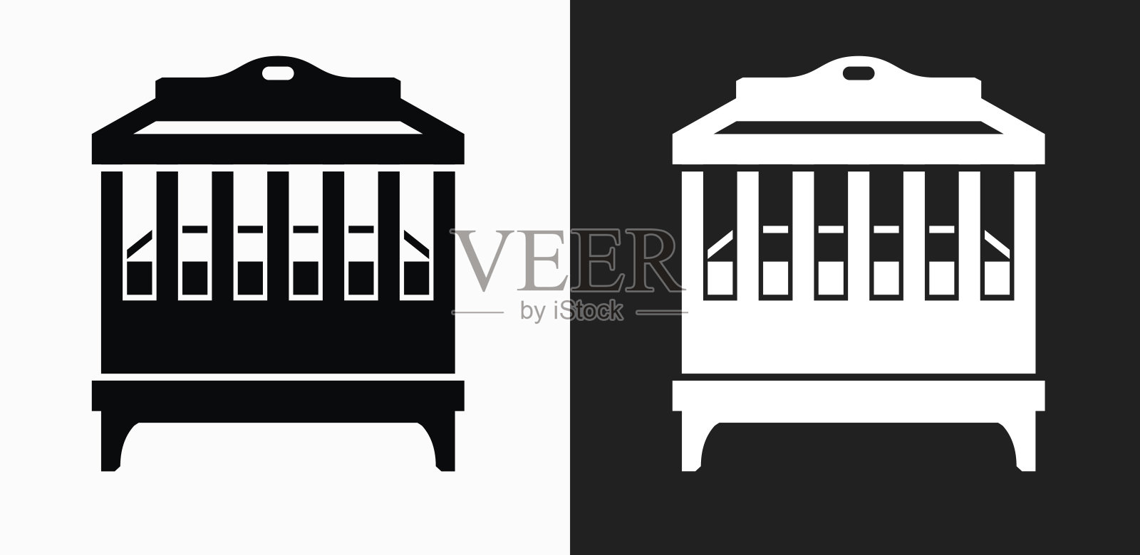 在黑色和白色矢量背景上的摇篮图标插画图片素材