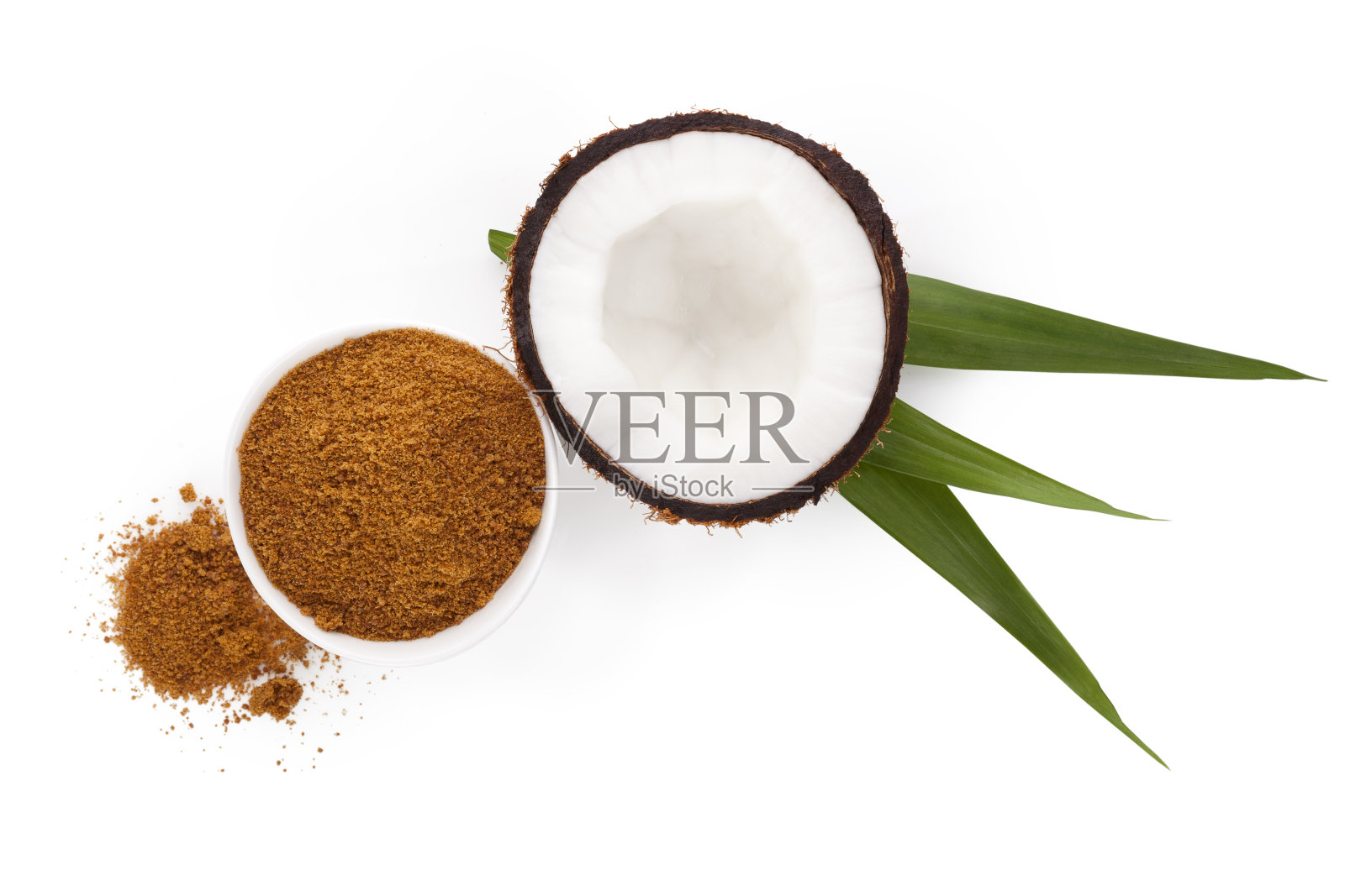 椰子糖，俯视图。照片摄影图片