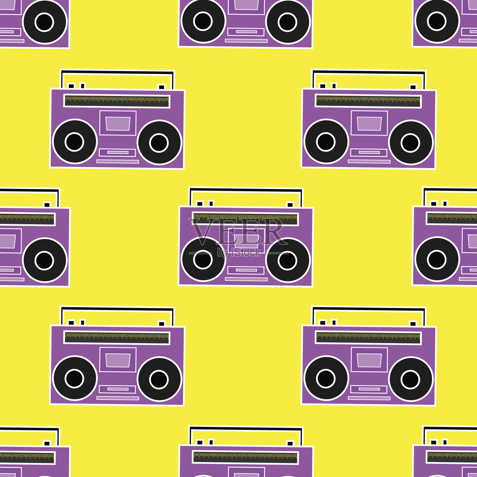 80年代无缝收音机背景插画图片素材