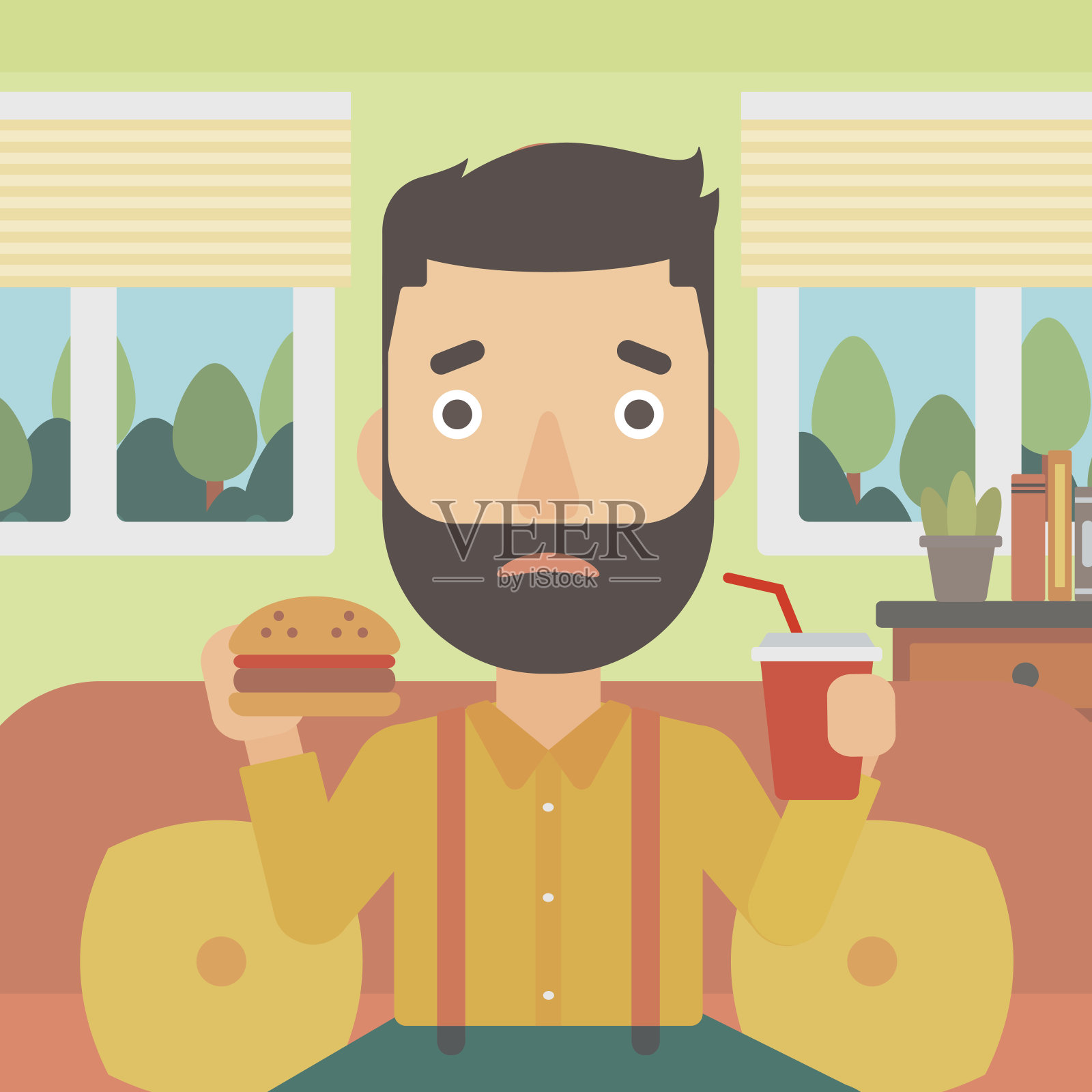 人吃汉堡插画图片素材