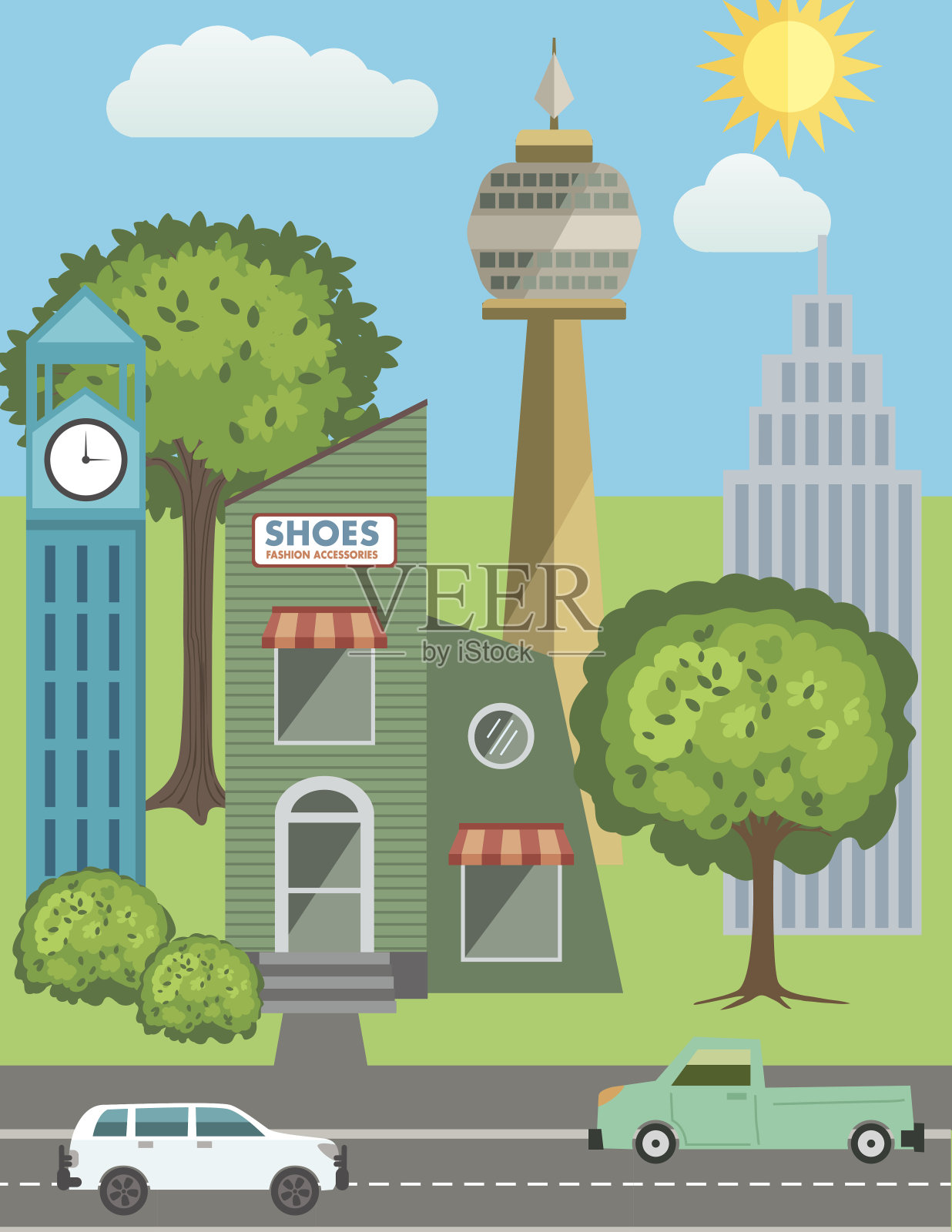 平面设计2.0城市景观信息图插画图片素材