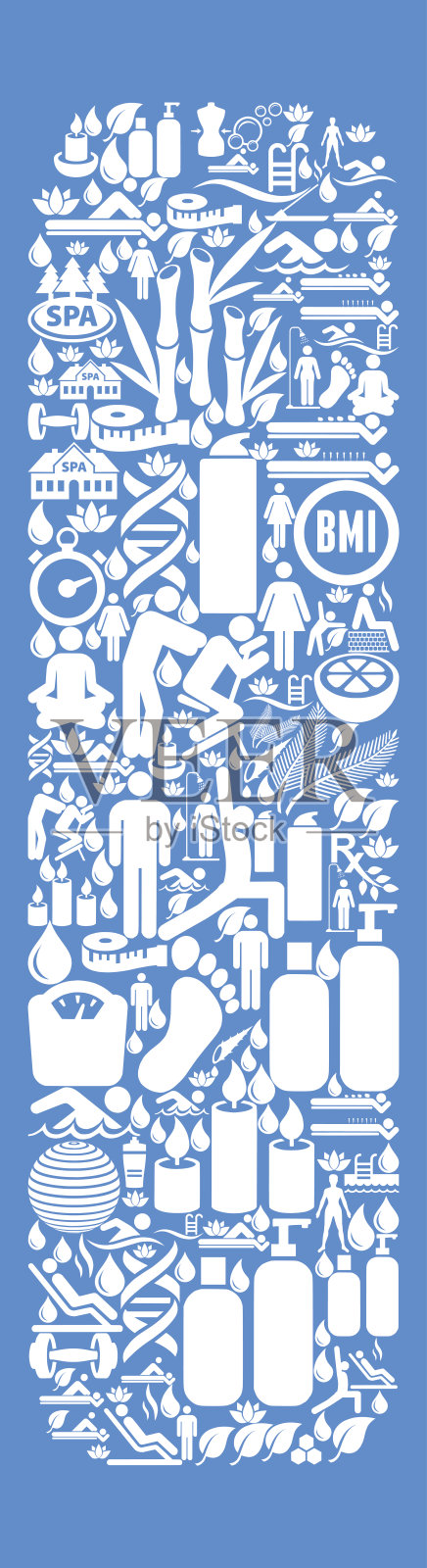 字母I健康和健康图标设置蓝色背景插画图片素材