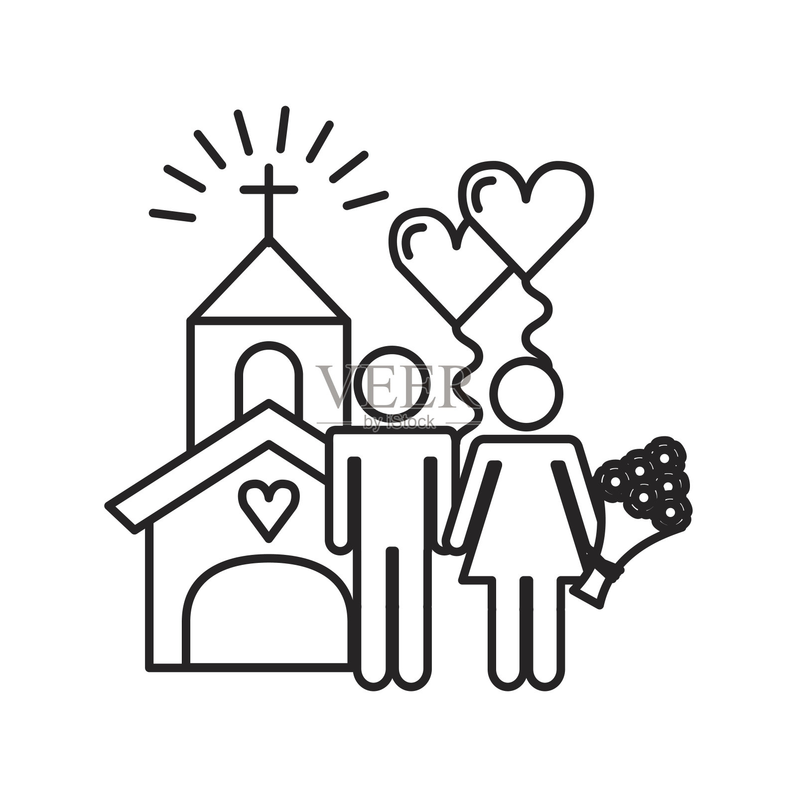 婚礼请柬图标设计插画图片素材