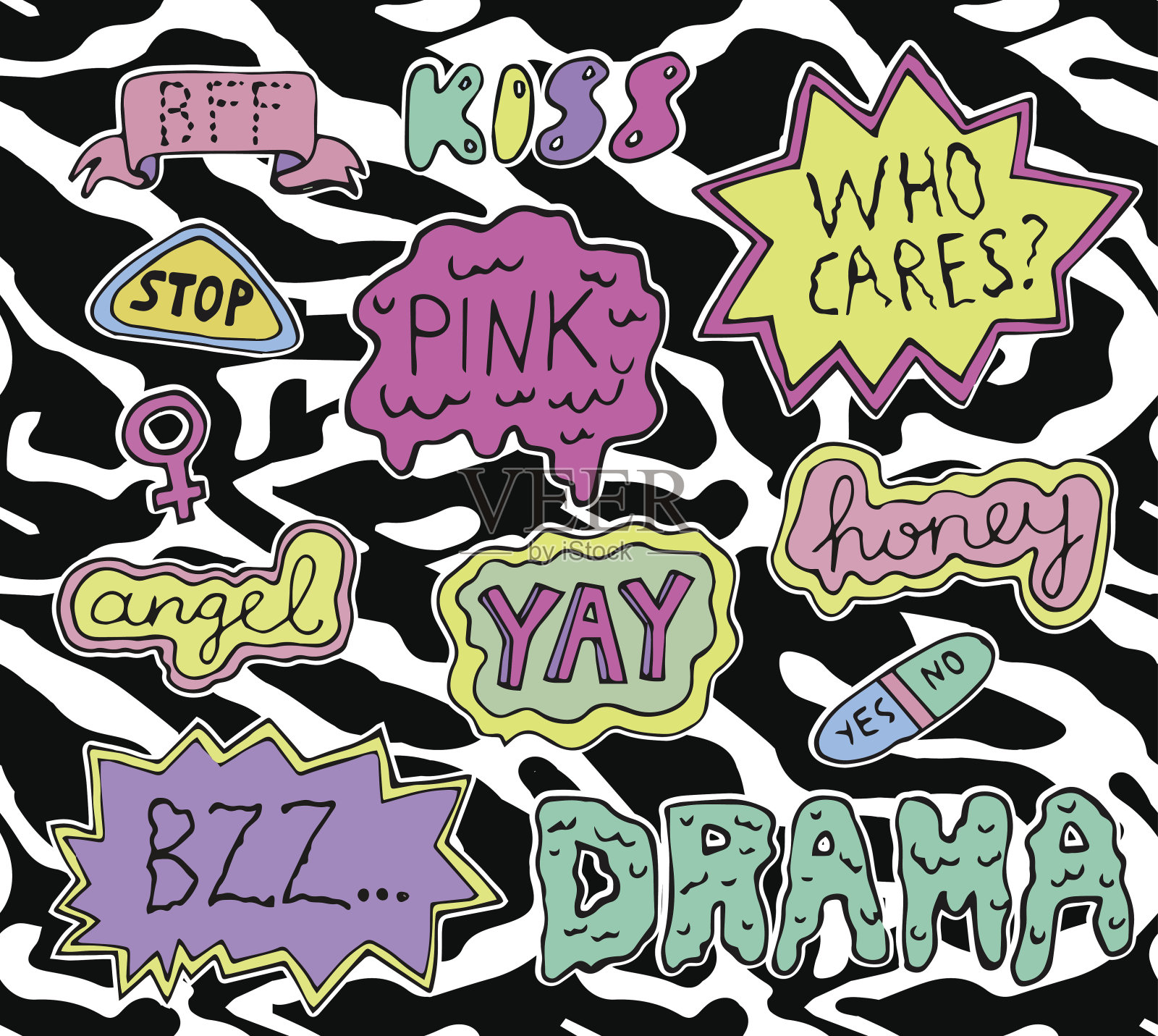 青少年贴纸集设计元素图片