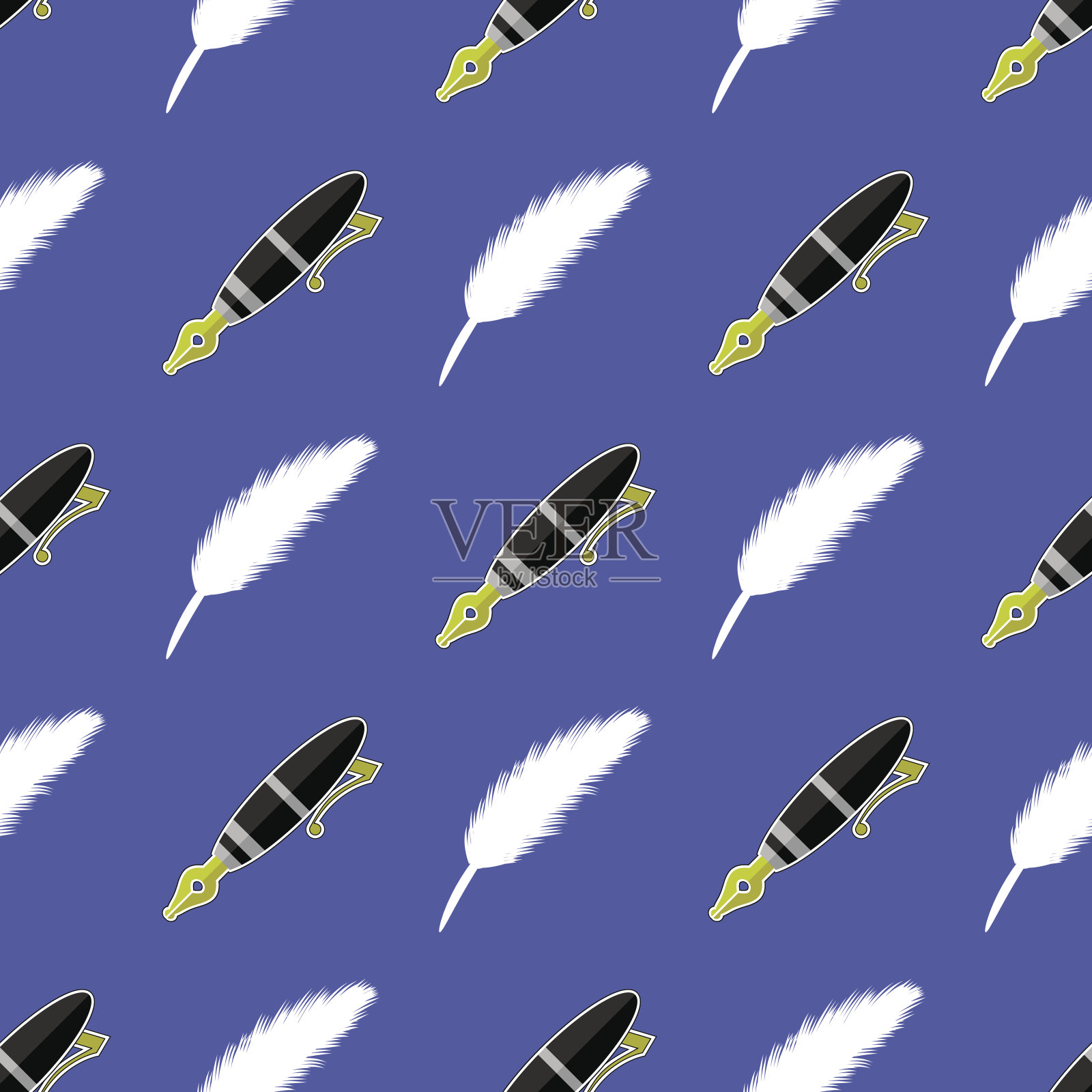 金笔无缝图案插画图片素材