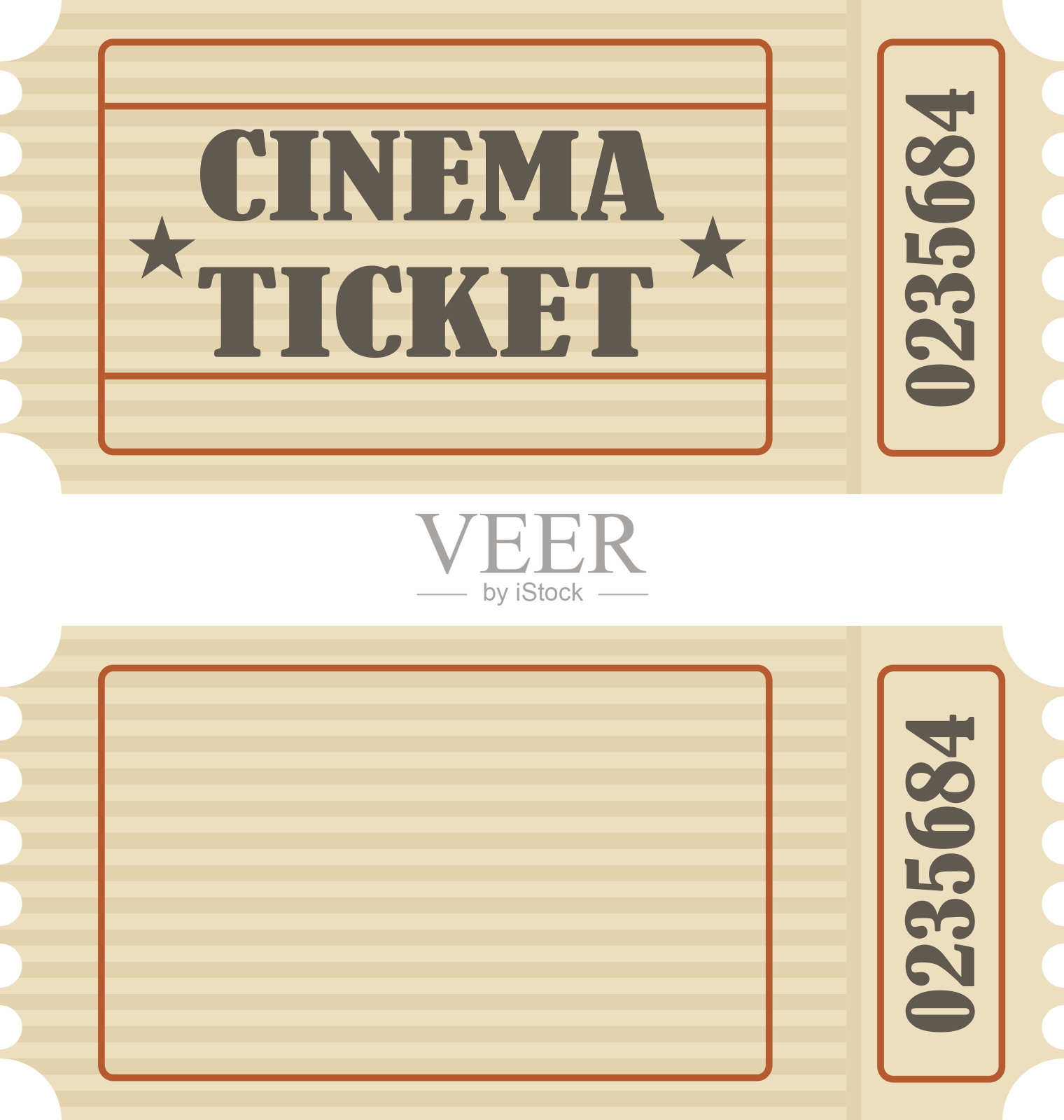 复古电影票，电影票图标。设计模板素材