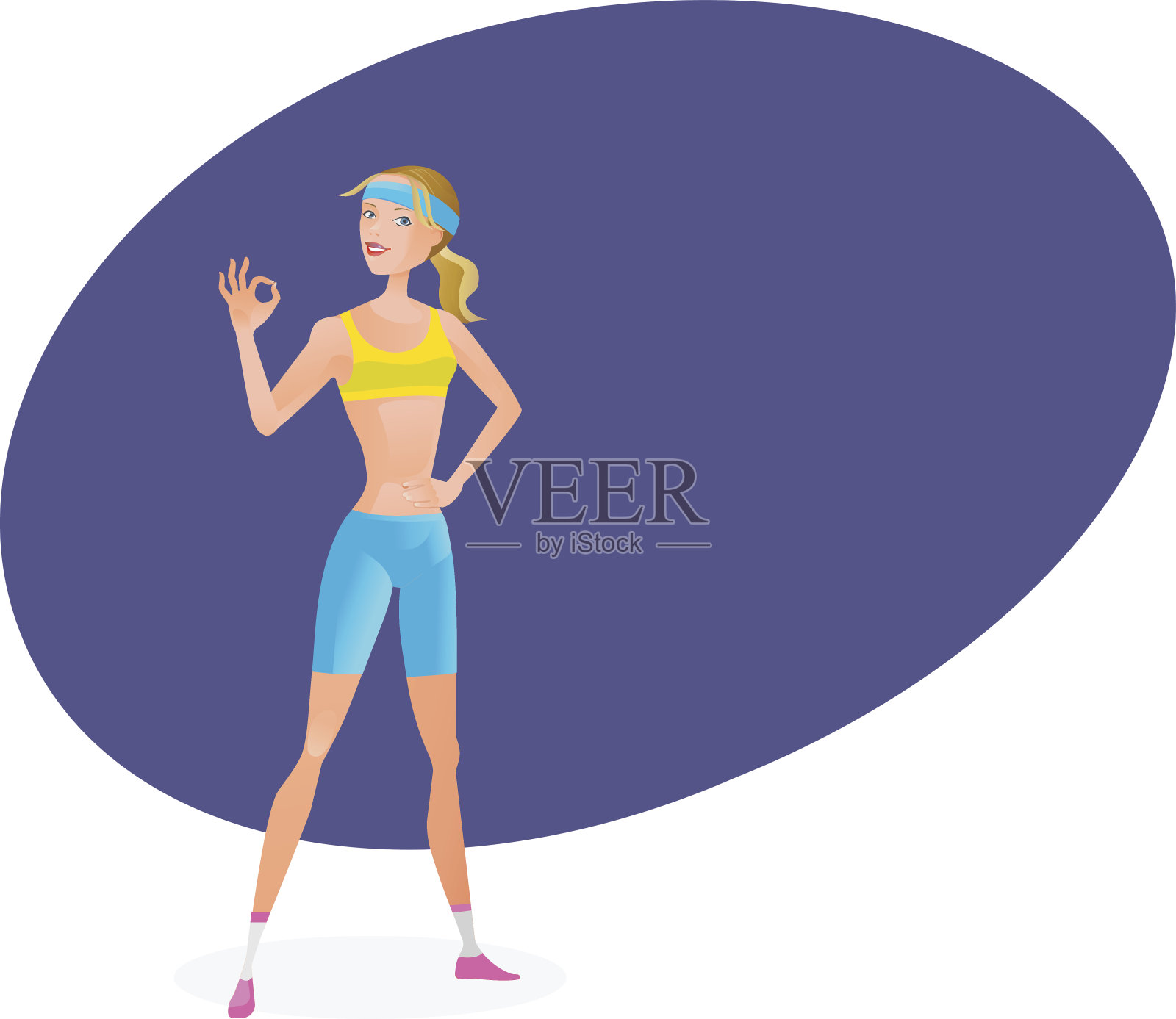 美丽的女孩在夏季运动装，是从事训练插画图片素材