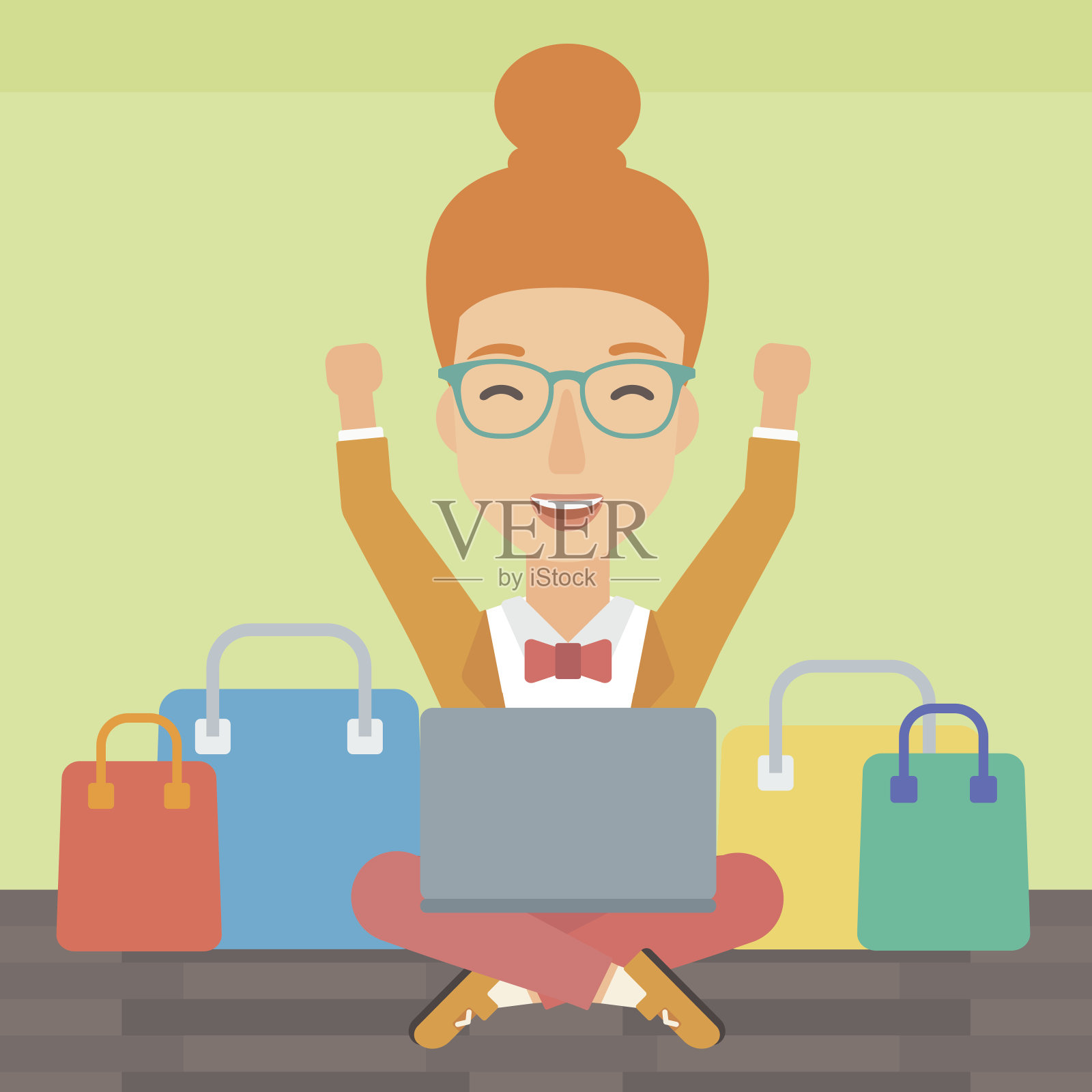 网上购物的女性插画图片素材