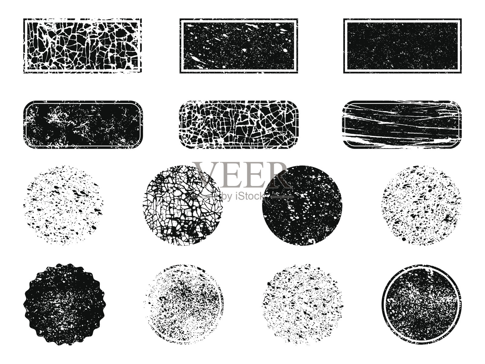 Grunge风格邮戳收藏，圆形图案插画图片素材
