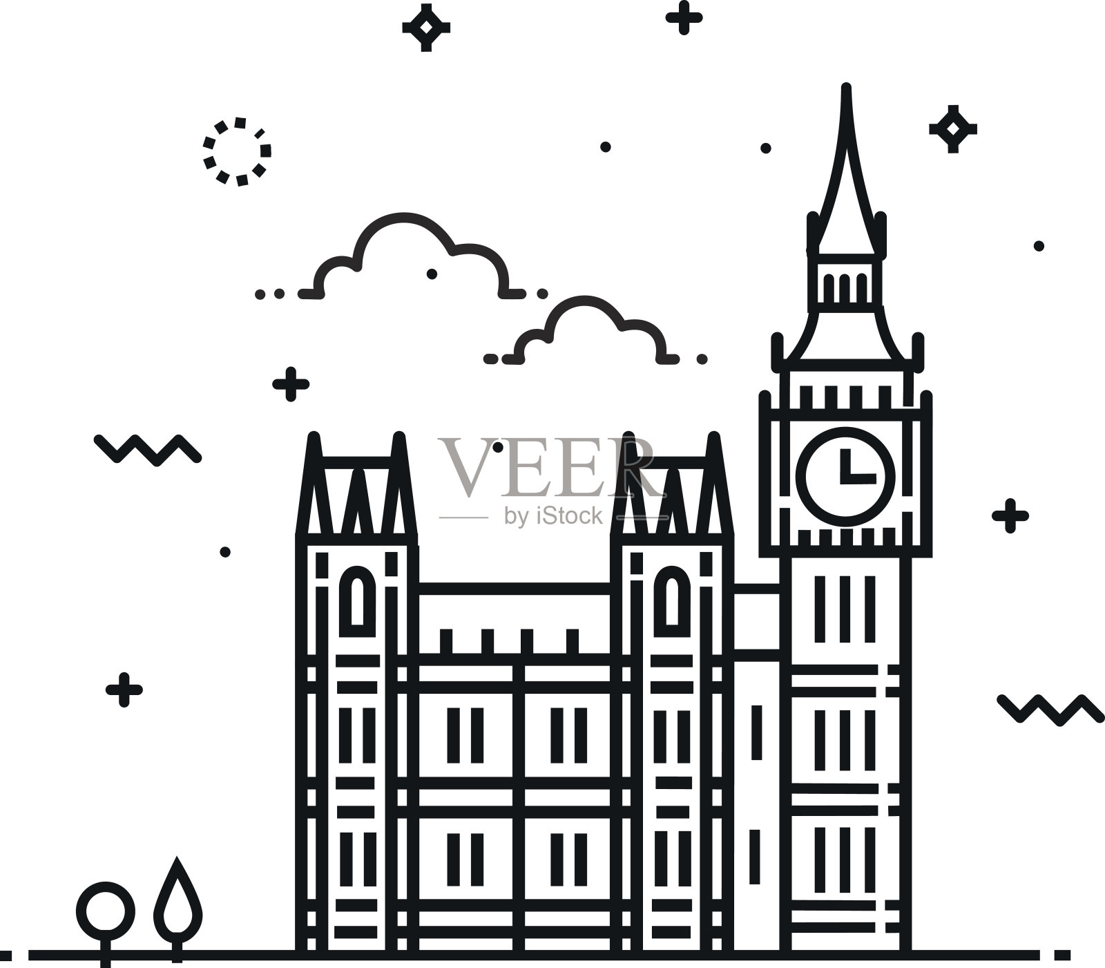 大本钟图标。标志设计插画图片素材