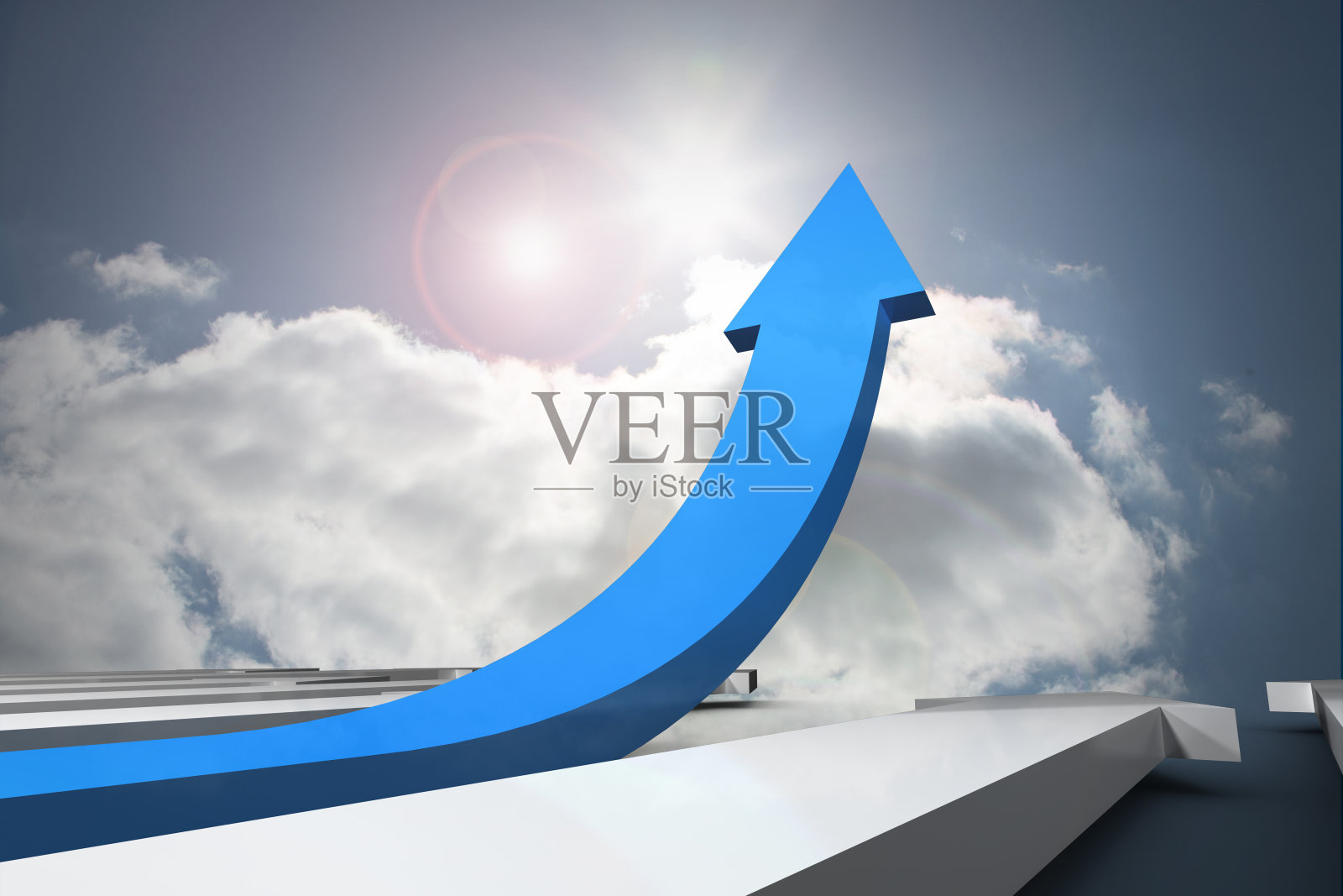 蓝色箭头指向上方照片摄影图片