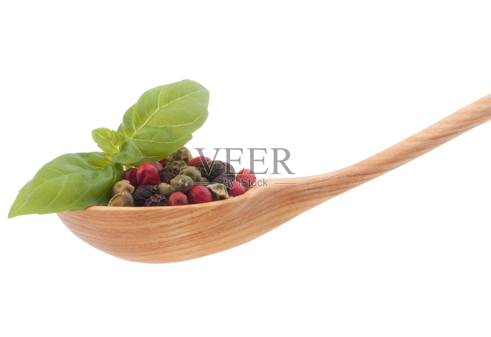 辣椒调味混合在木勺中孤立照片摄影图片