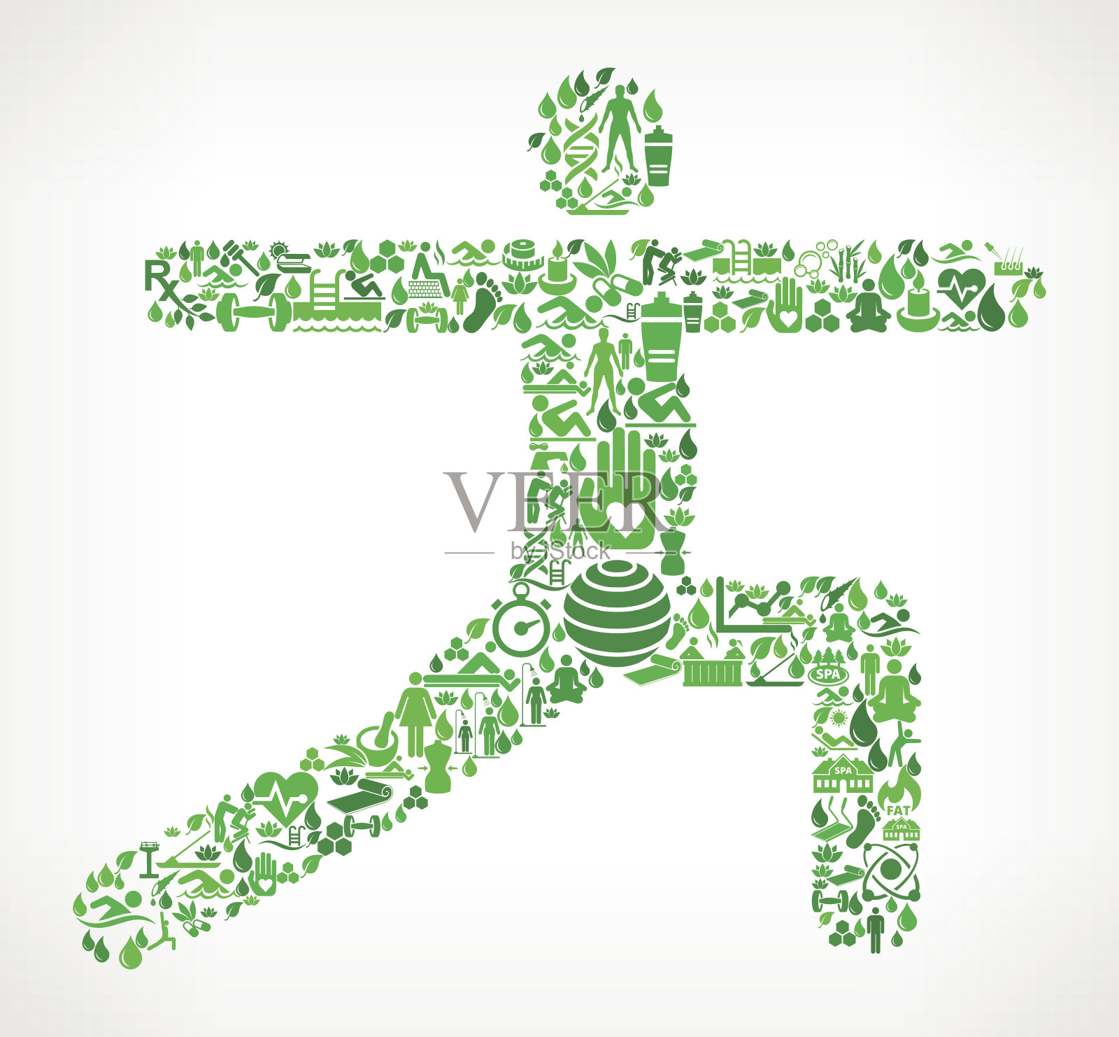 拉伸健康和健康图标设置背景模式插画图片素材