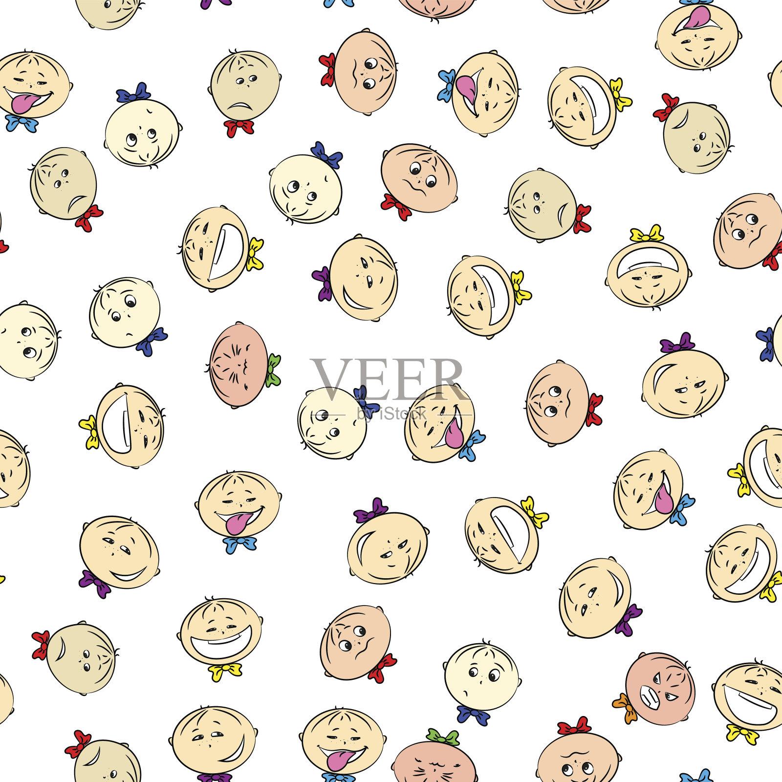 儿童的情感无缝模式插画图片素材