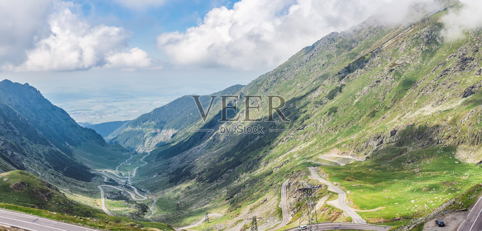 欧洲最著名和最危险的道路全景是罗马尼亚喀尔巴阡山脉的transagarasan公路照片摄影图片