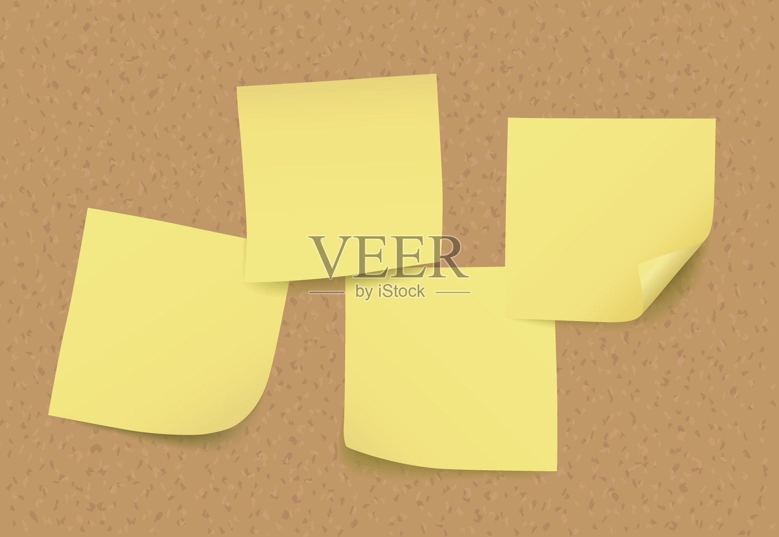 四空向量黄色贴它的笔记在软木板上插画图片素材