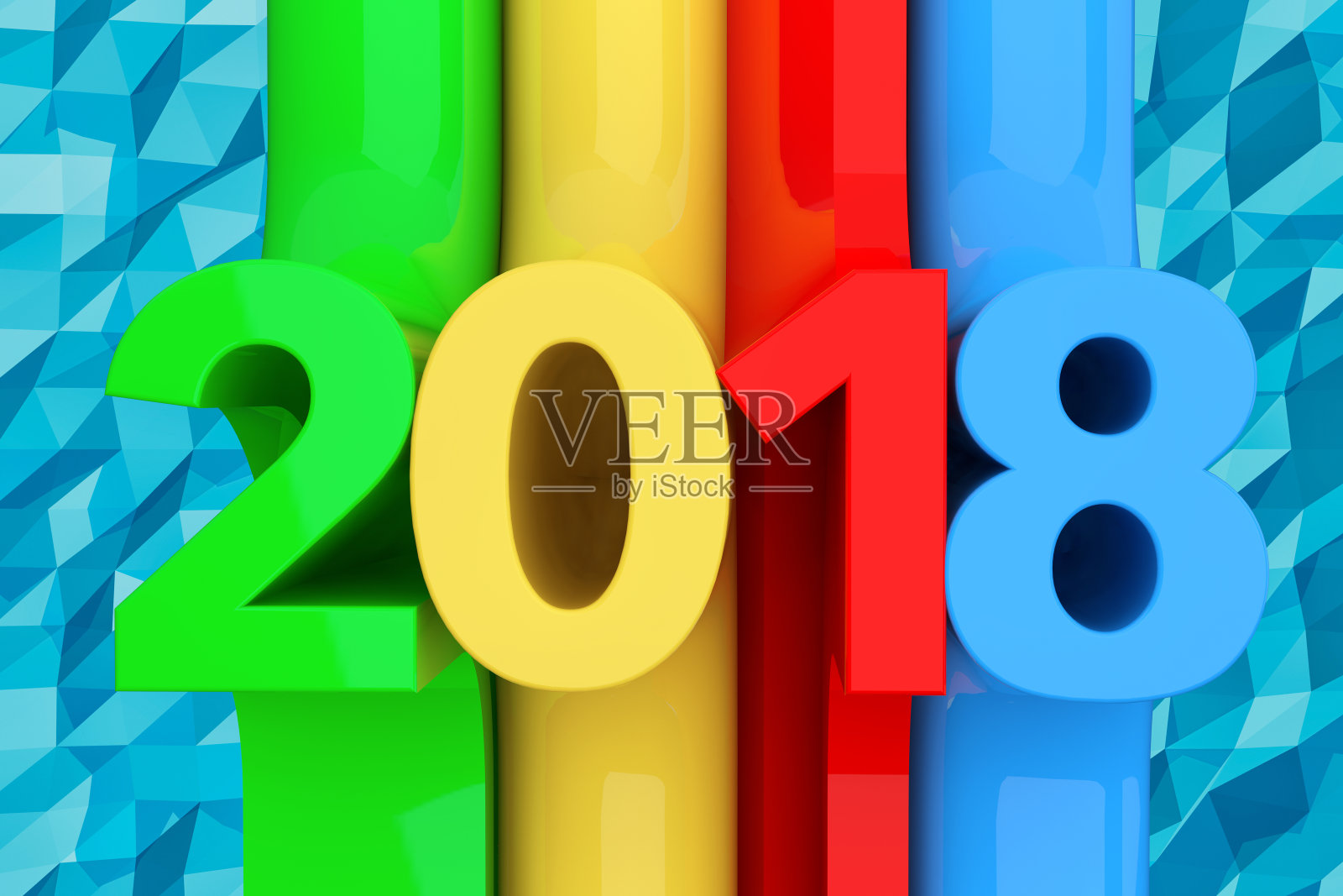 2018年新年标志。3d渲染照片摄影图片