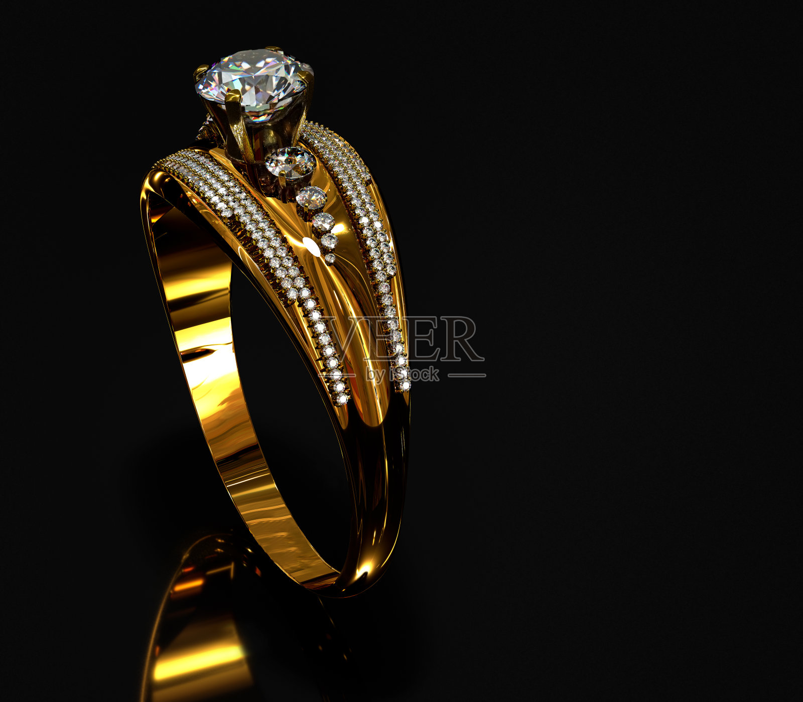 订婚金戒指与珠宝宝石。照片摄影图片