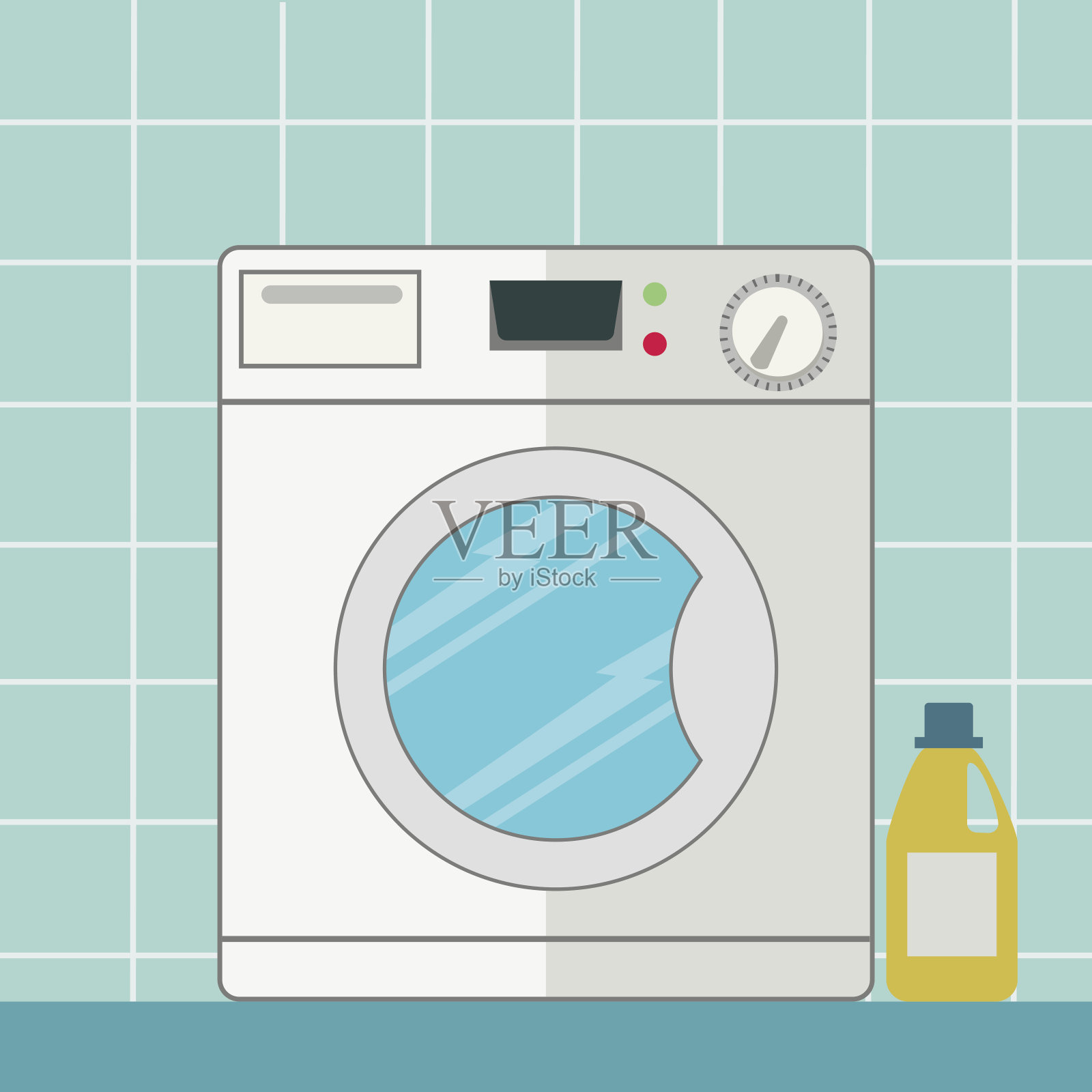 洗衣机在浴室矢量插图插画图片素材