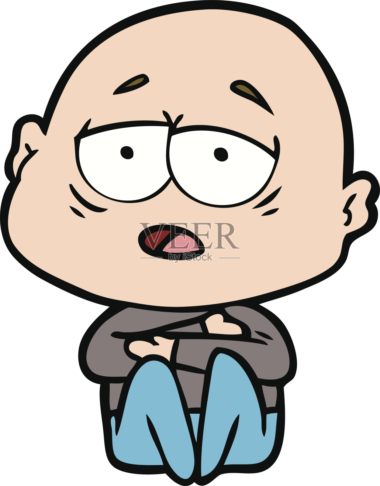 卡通疲惫的秃头男人设计元素图片