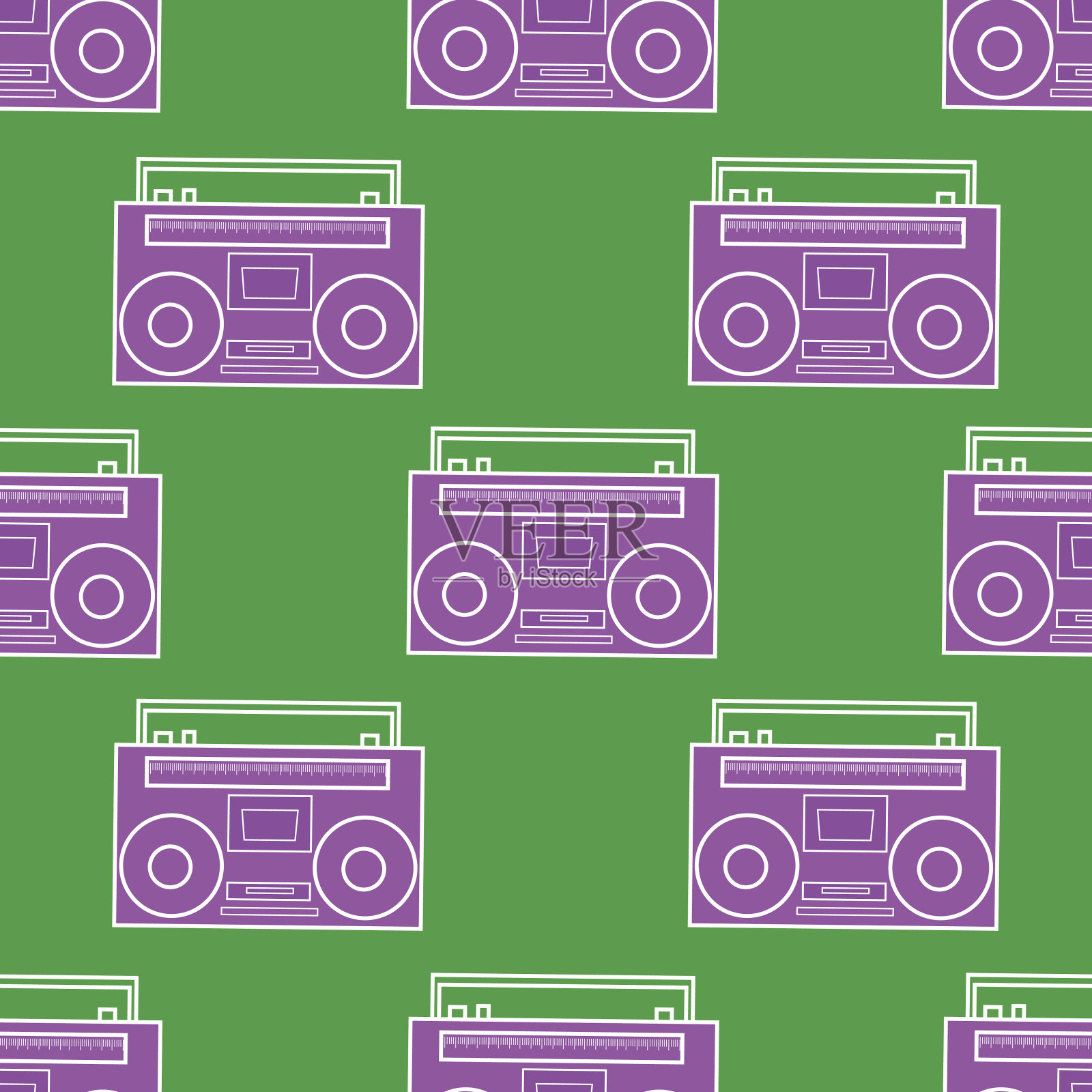 80年代无缝收音机背景插画图片素材