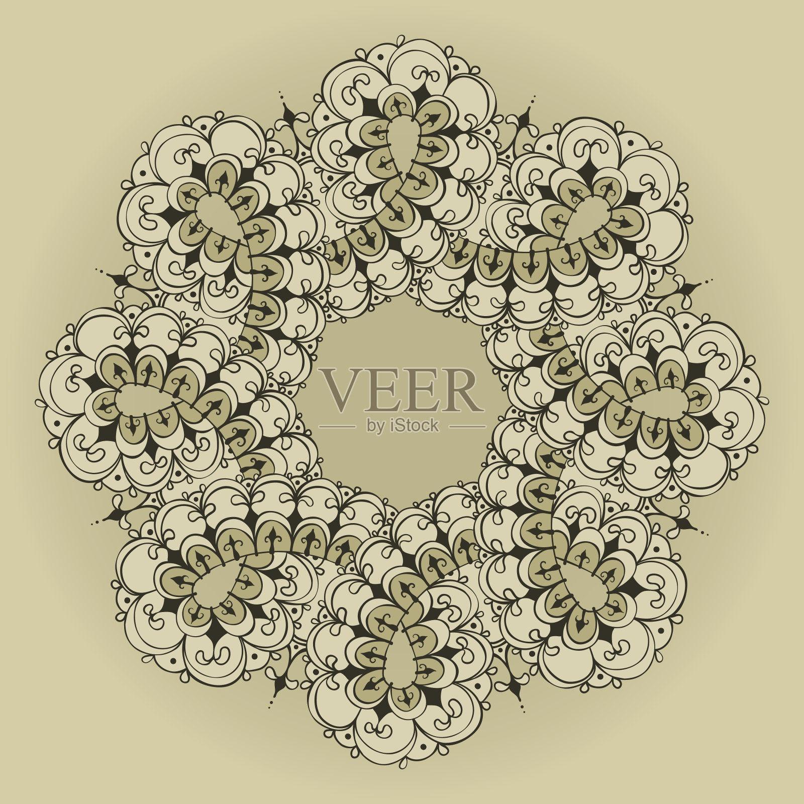 无限圆形装饰模板在涂鸦风格。插画图片素材