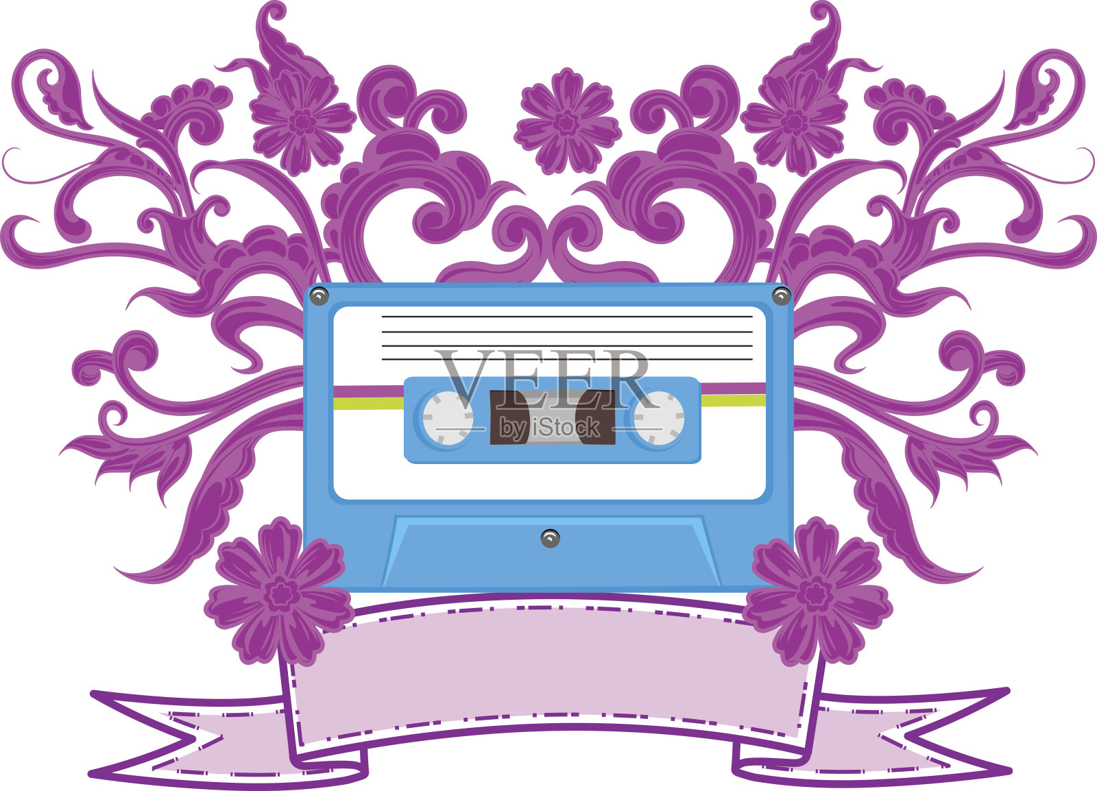 80年代风格的磁带插画图片素材