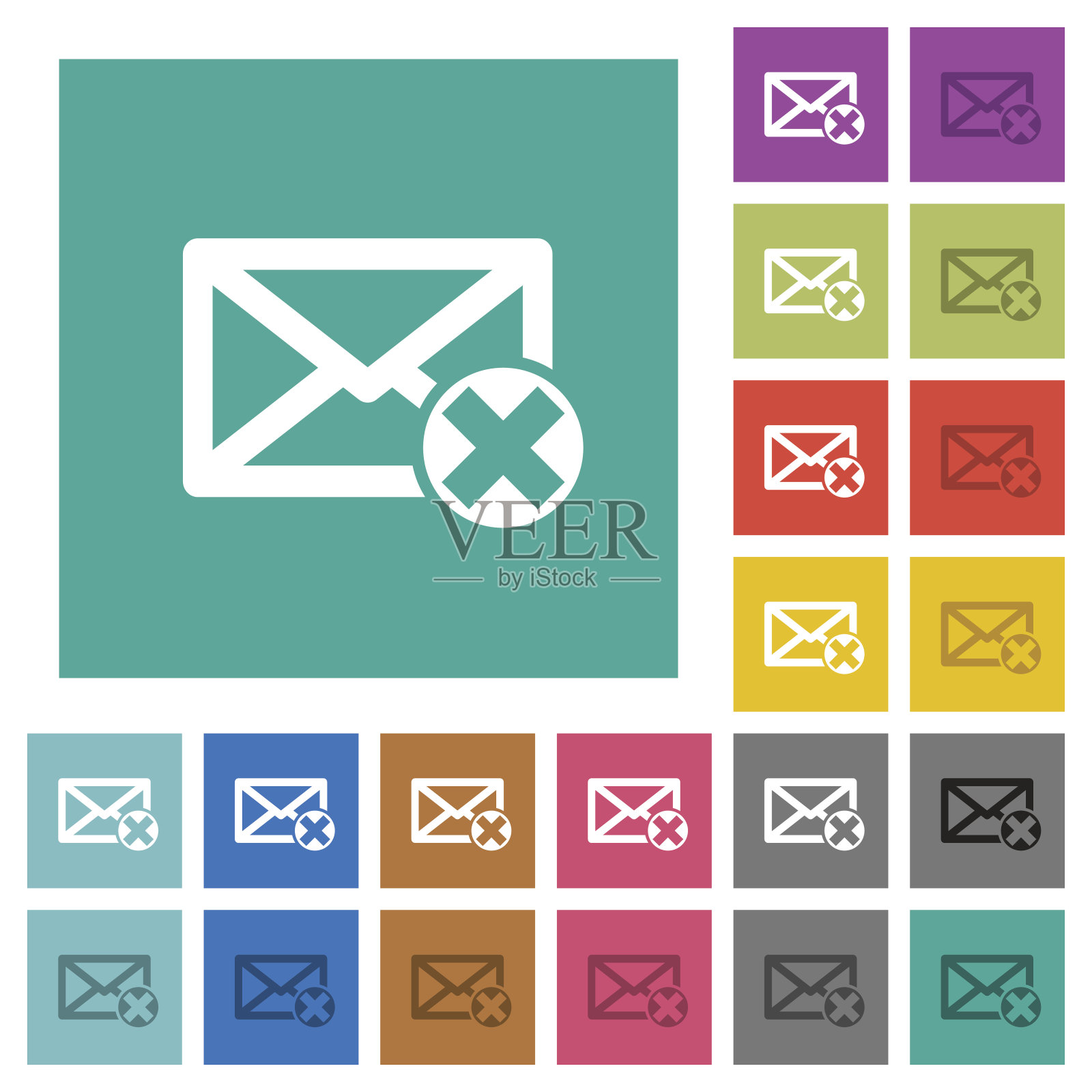 删除邮件方形平多色图标图标素材