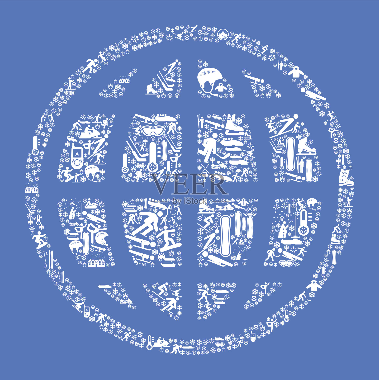 环球冬季运动乐趣插画图片素材
