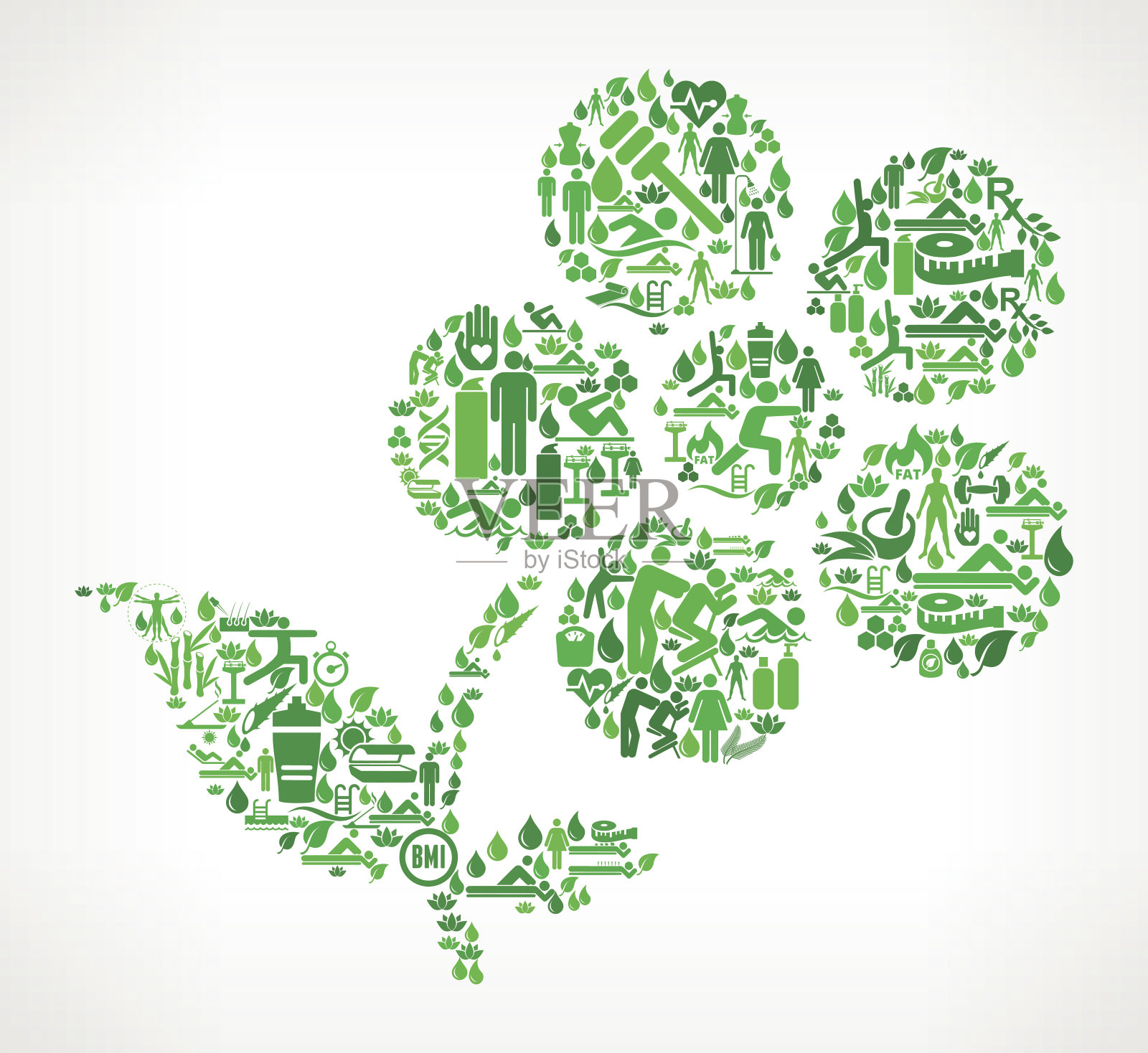 鲜花健康和健康图标设置背景图案插画图片素材