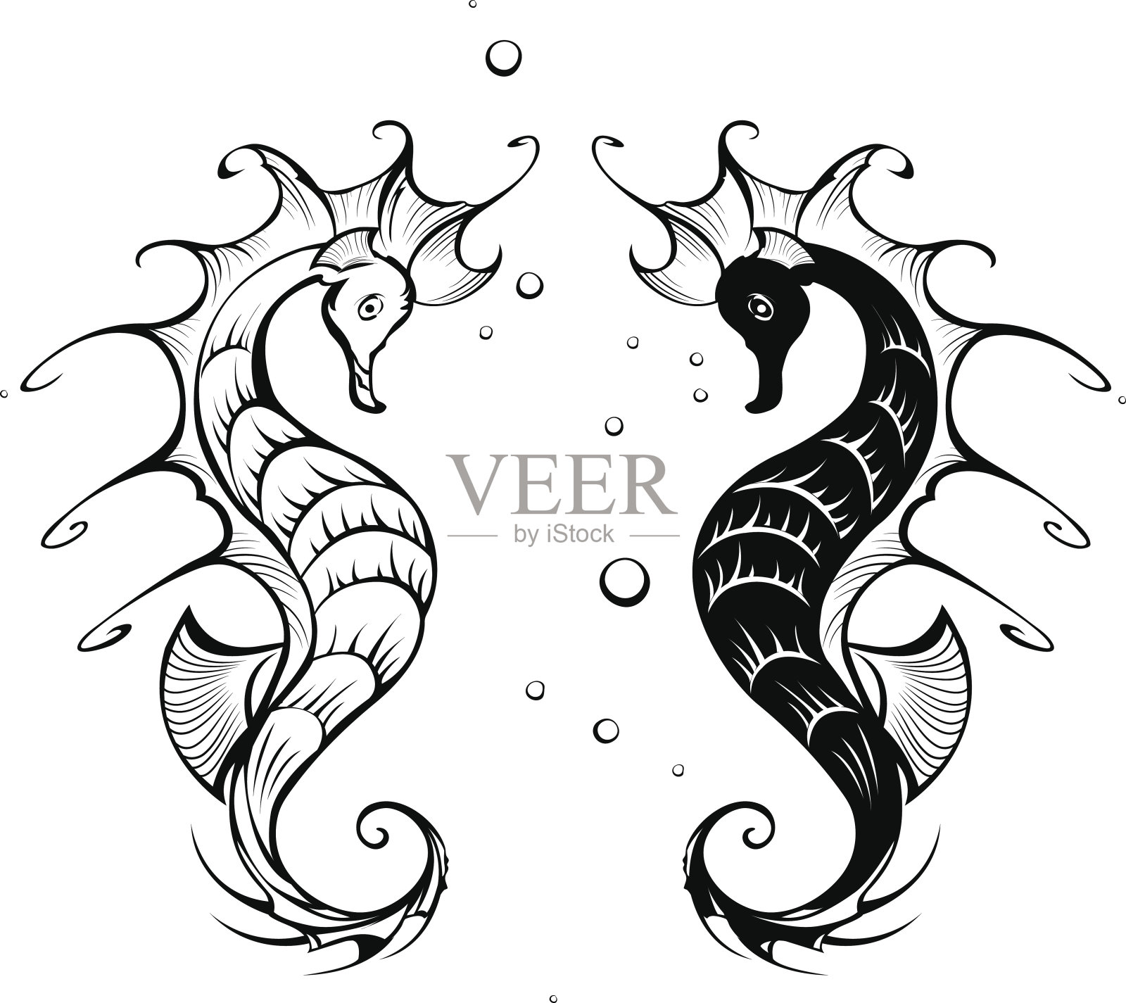 轮廓的海马插画图片素材