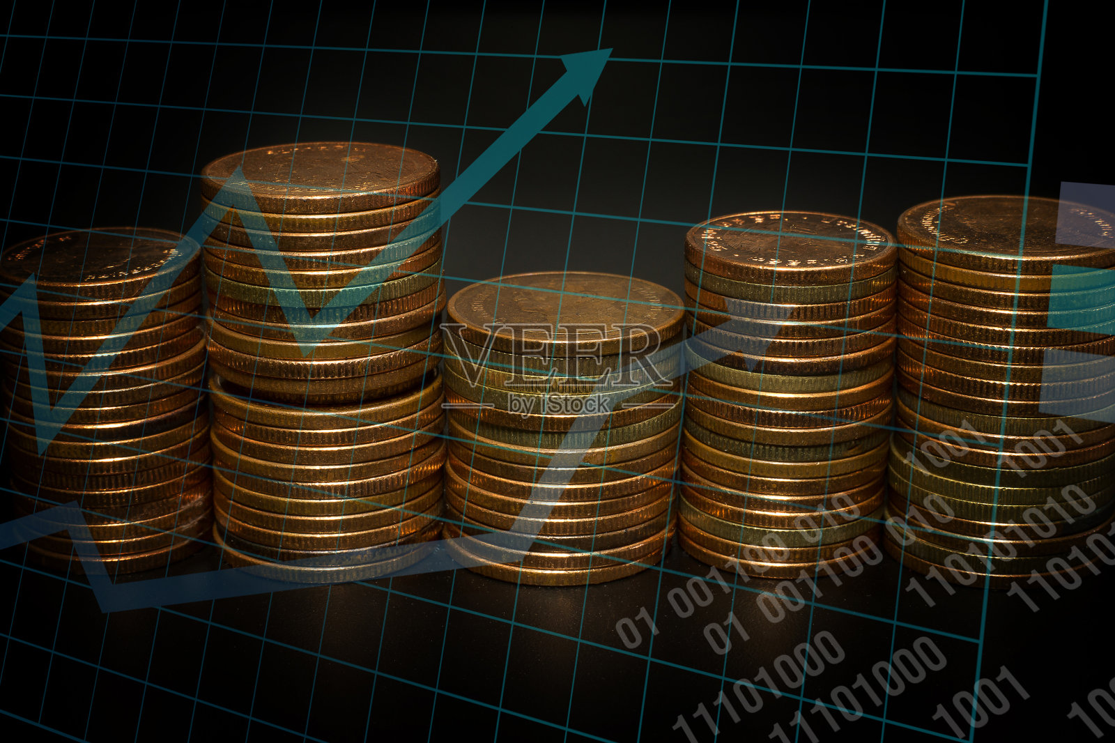 商业创意概念图的金币堆叠图照片摄影图片