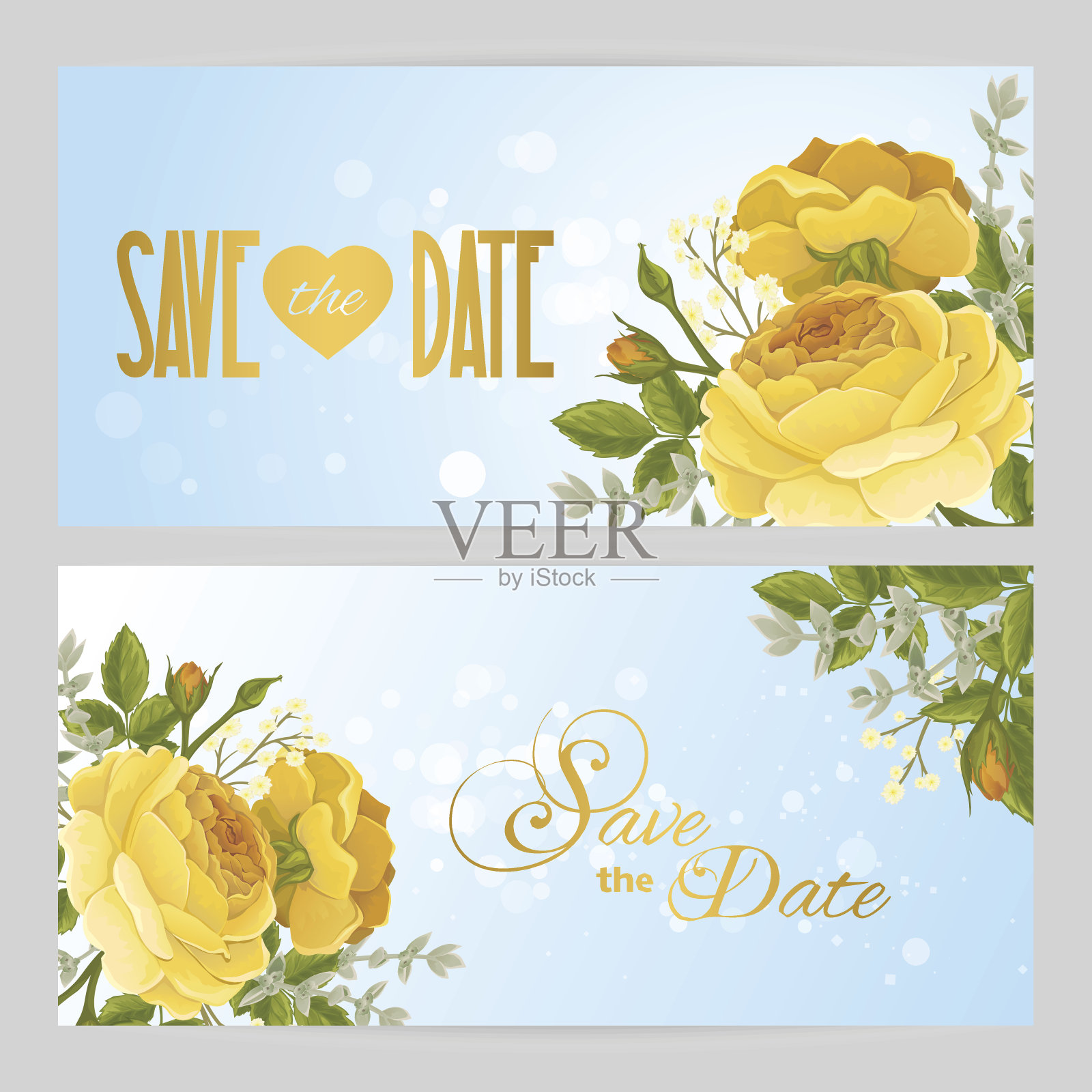 以蓝色天空为背景的玫瑰图案花朵的传单。设计模板素材