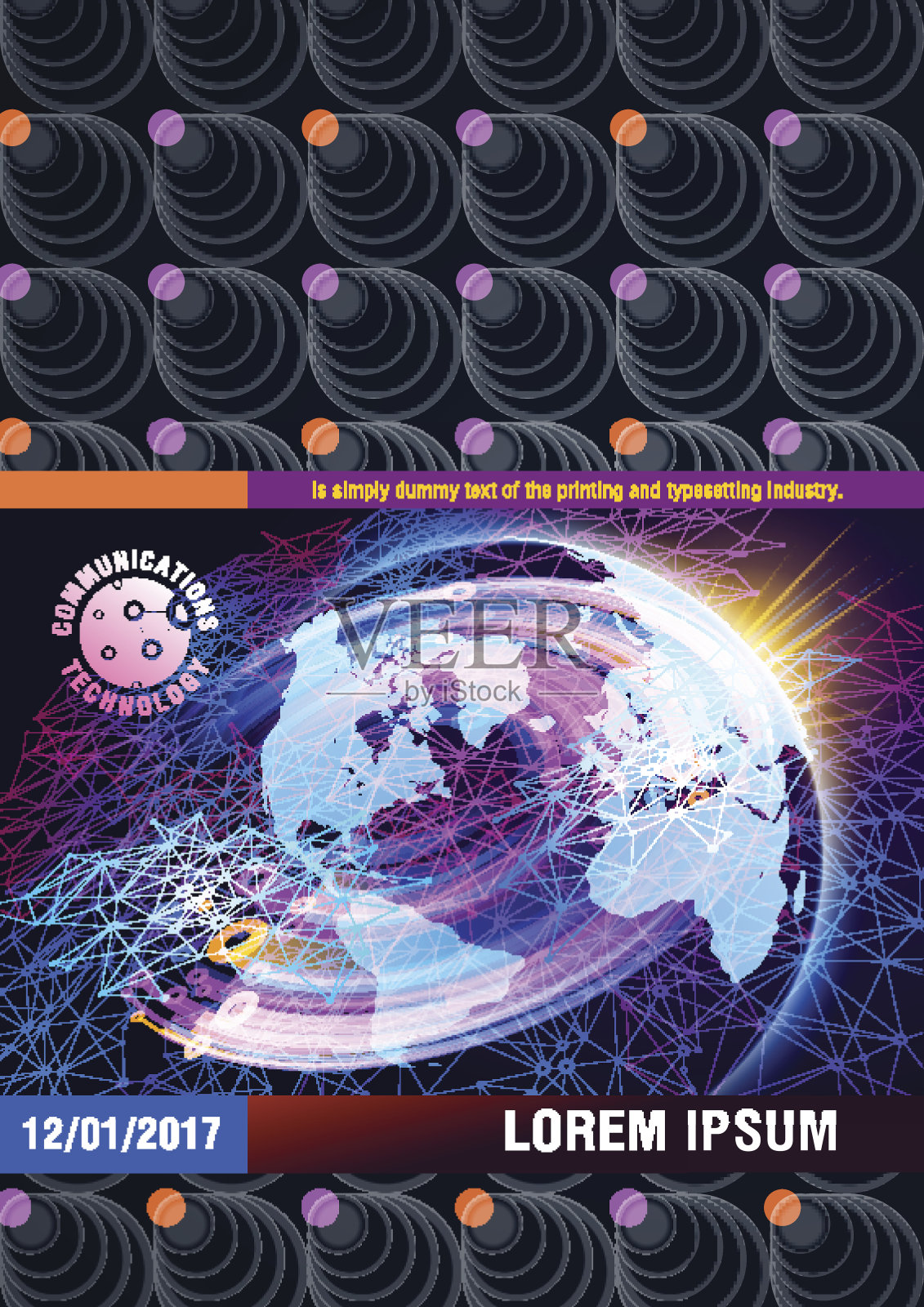 传单设计的例子。全球通信。插画图片素材