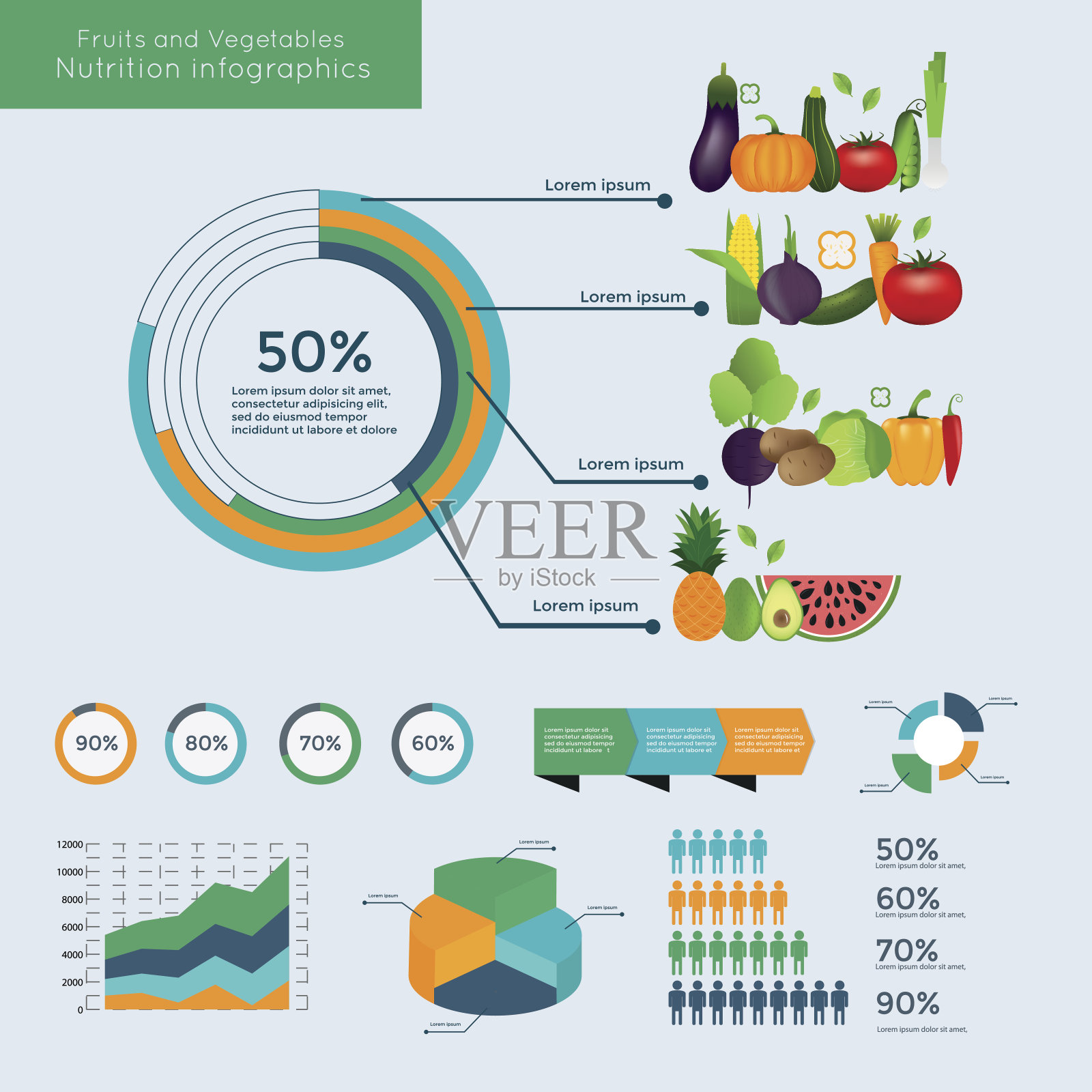 健康蔬菜信息图表与图表插画图片素材