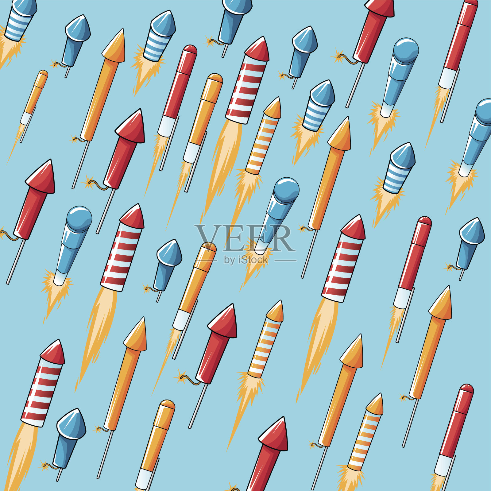 烟花庆祝爆炸夜晚图标。向量graphi插画图片素材