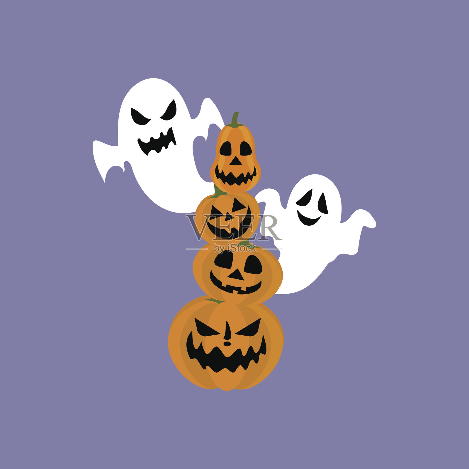 南瓜灯和鬼插画图片素材