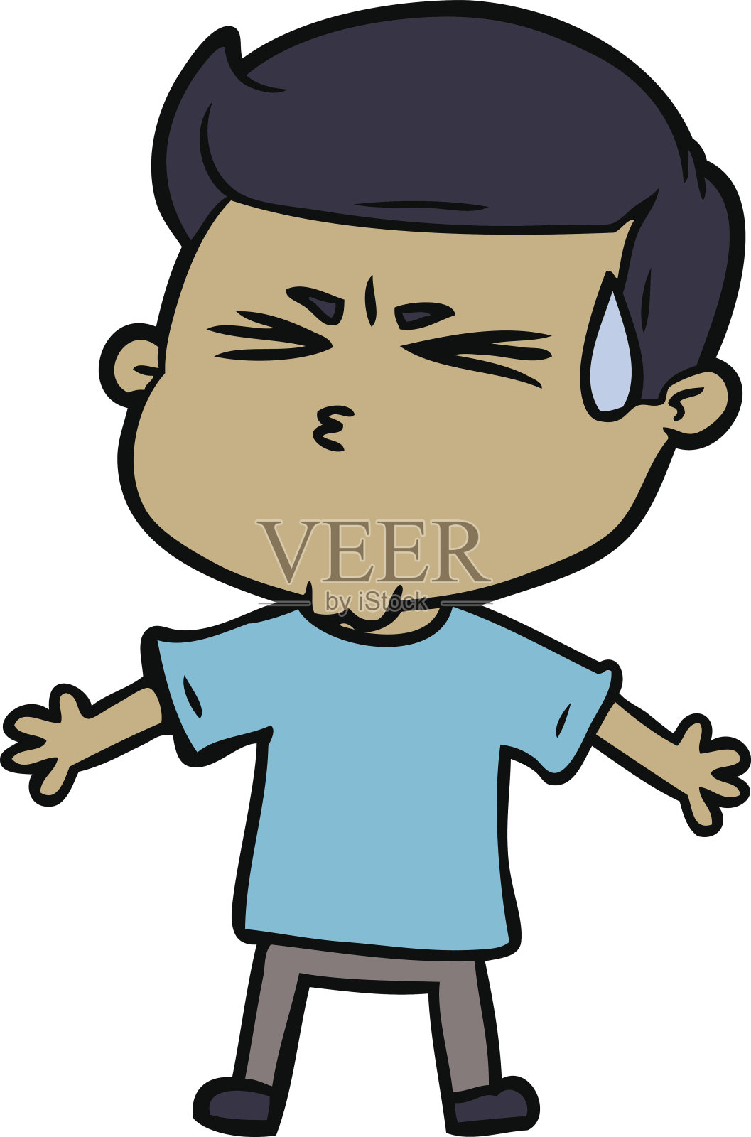 卡通的人出汗设计元素图片