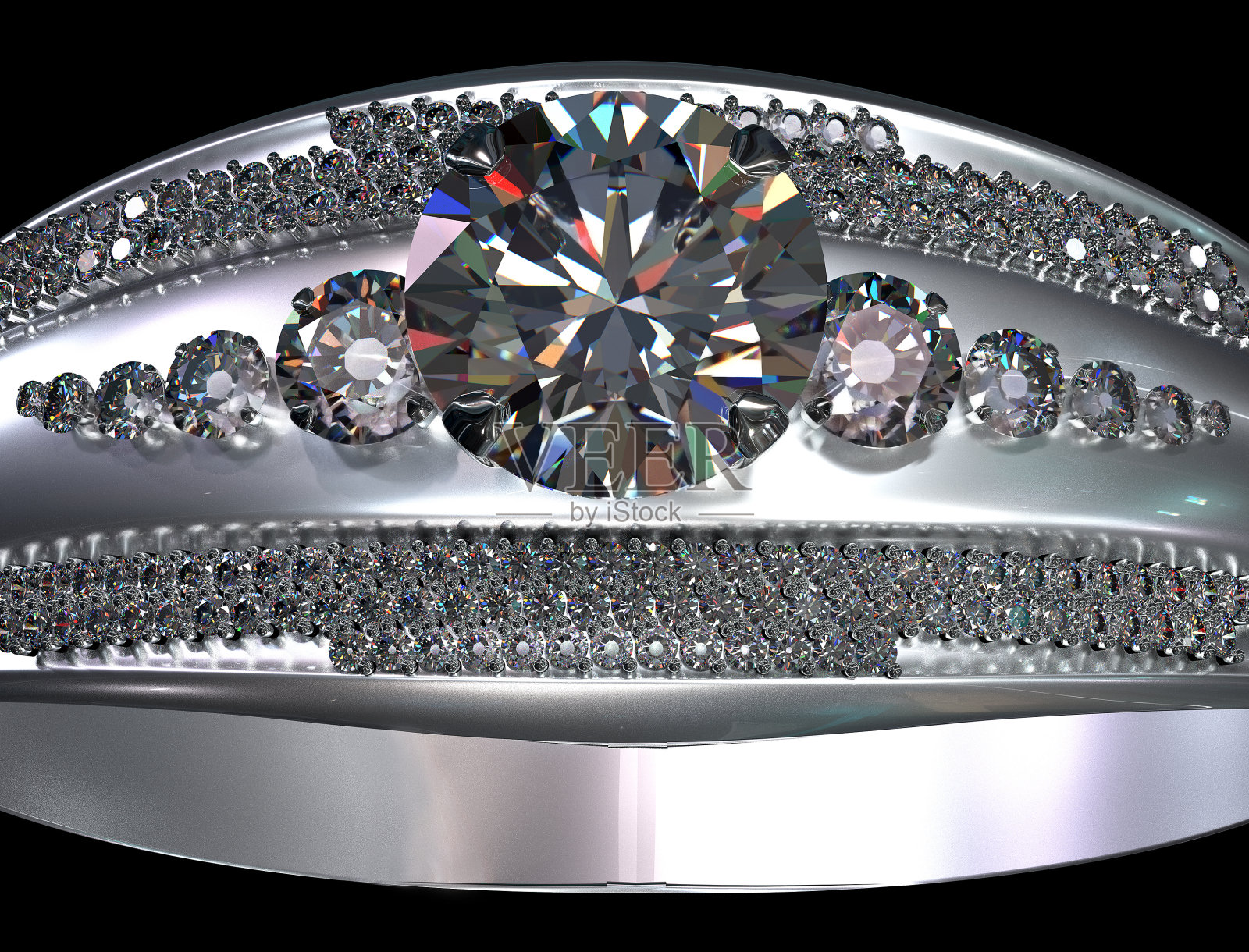 白金或白金订婚戒指与钻石宝石。照片摄影图片