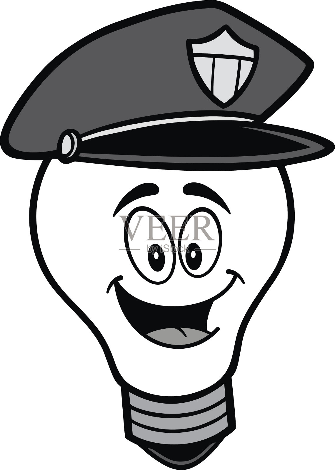 警用灯泡吉祥物插画插画图片素材